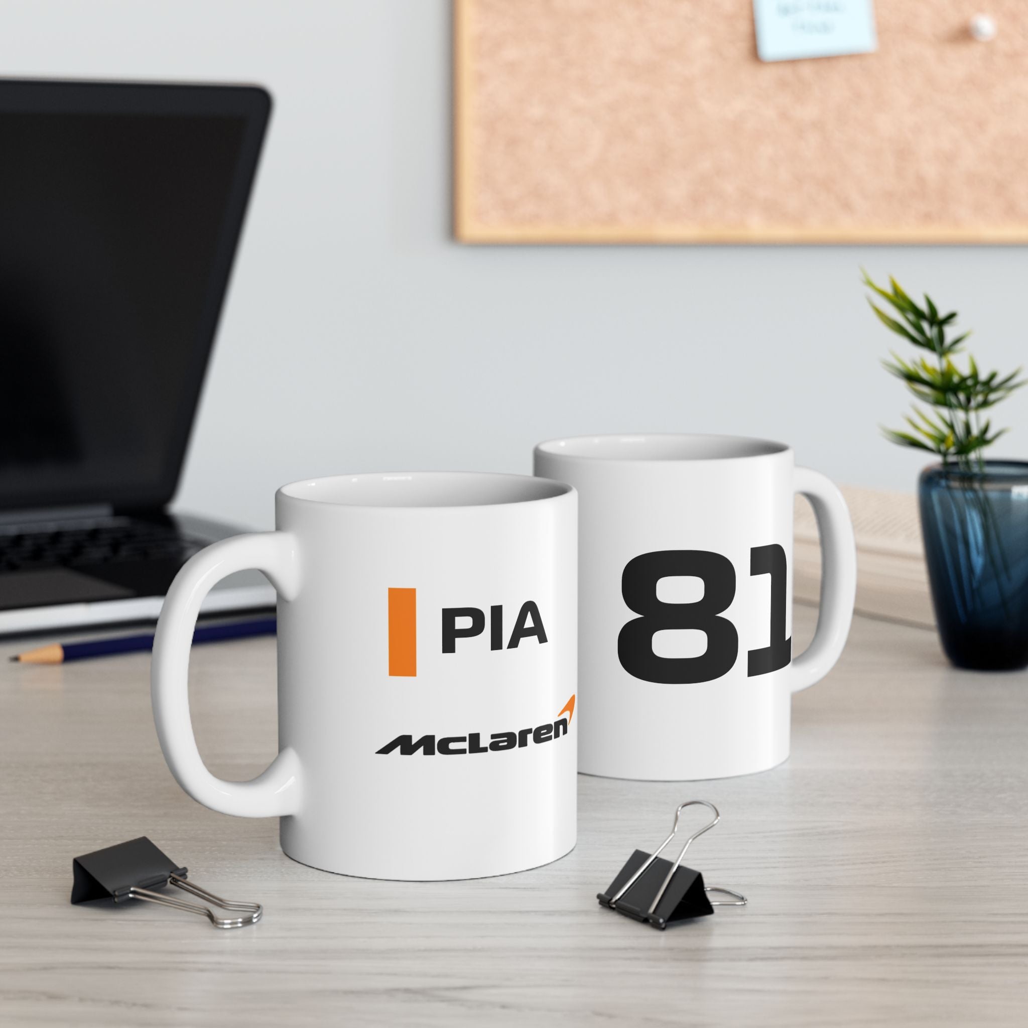 Papaya orange racing-inspired ceramic mug with an Australian speed theme. Perfect for motorsport fans and Grand Prix enthusiasts. Available in 11oz & 15oz sizes