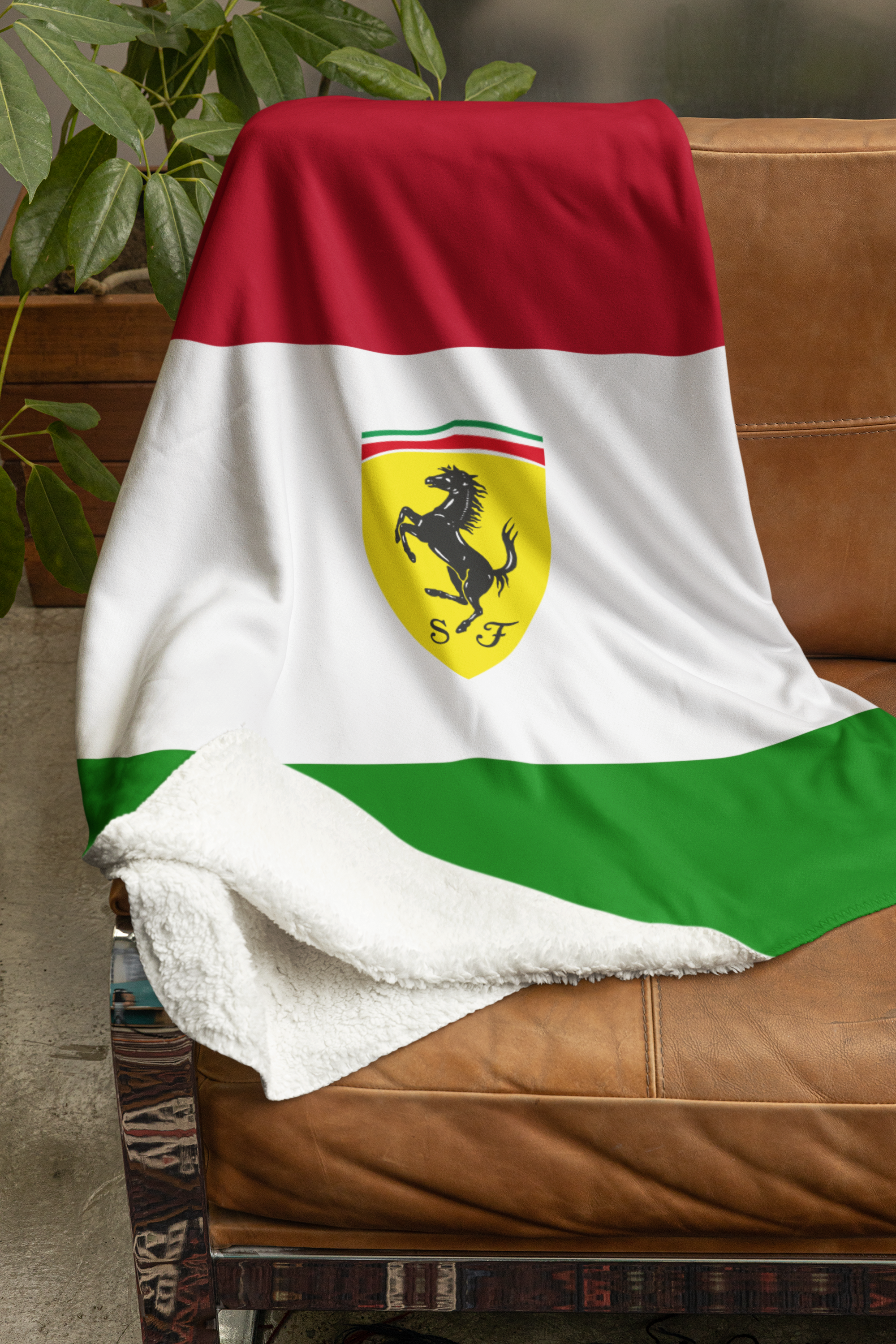 Rosso Formula Racing Sherpa Fleece Blanket | Grand Prix-Inspired Ultra-Soft Blanket