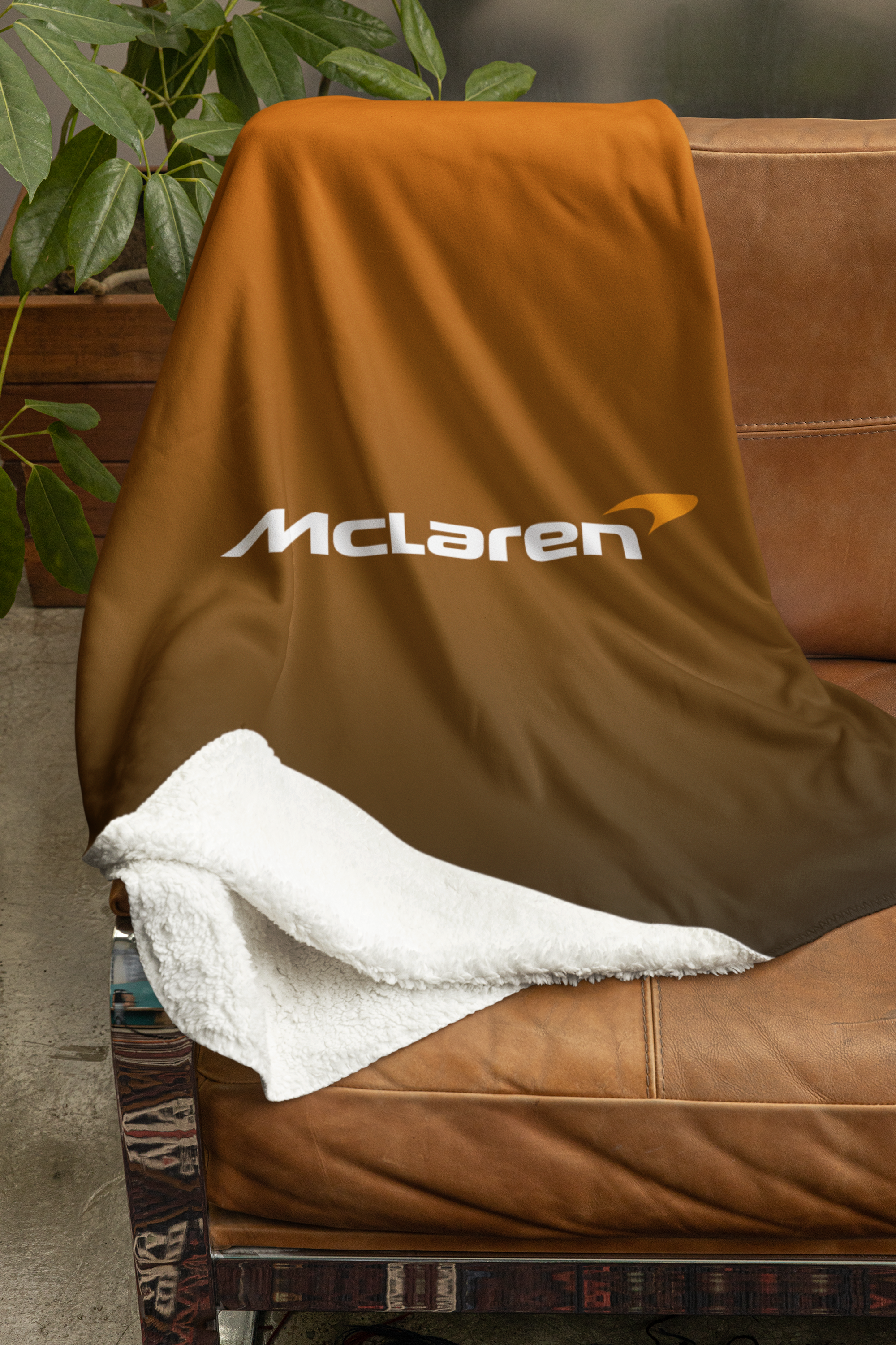 Papaya Formula Racing Sherpa Fleece Blanket | Grand Prix-Inspired Ultra-Soft Blanket