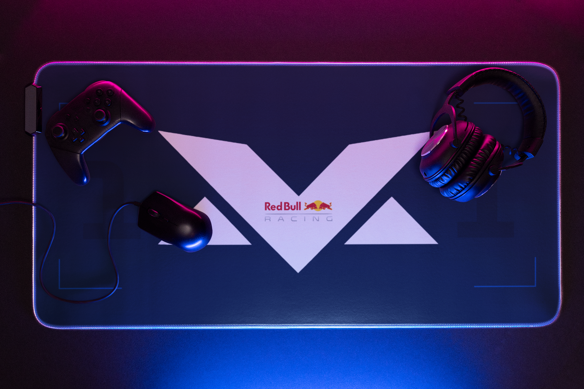 Flying Dutchman Red Thunder Formula Racing LED Gaming Mouse Pad | Grand Prix Trackside Desk Mat