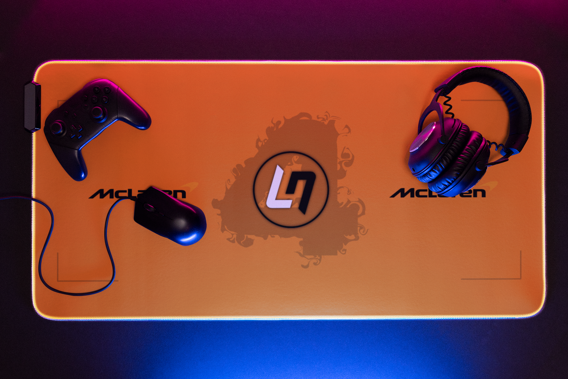 British Speedster Papaya Racing LED Gaming Mouse Pad | Grand Prix Trackside Desk Mat