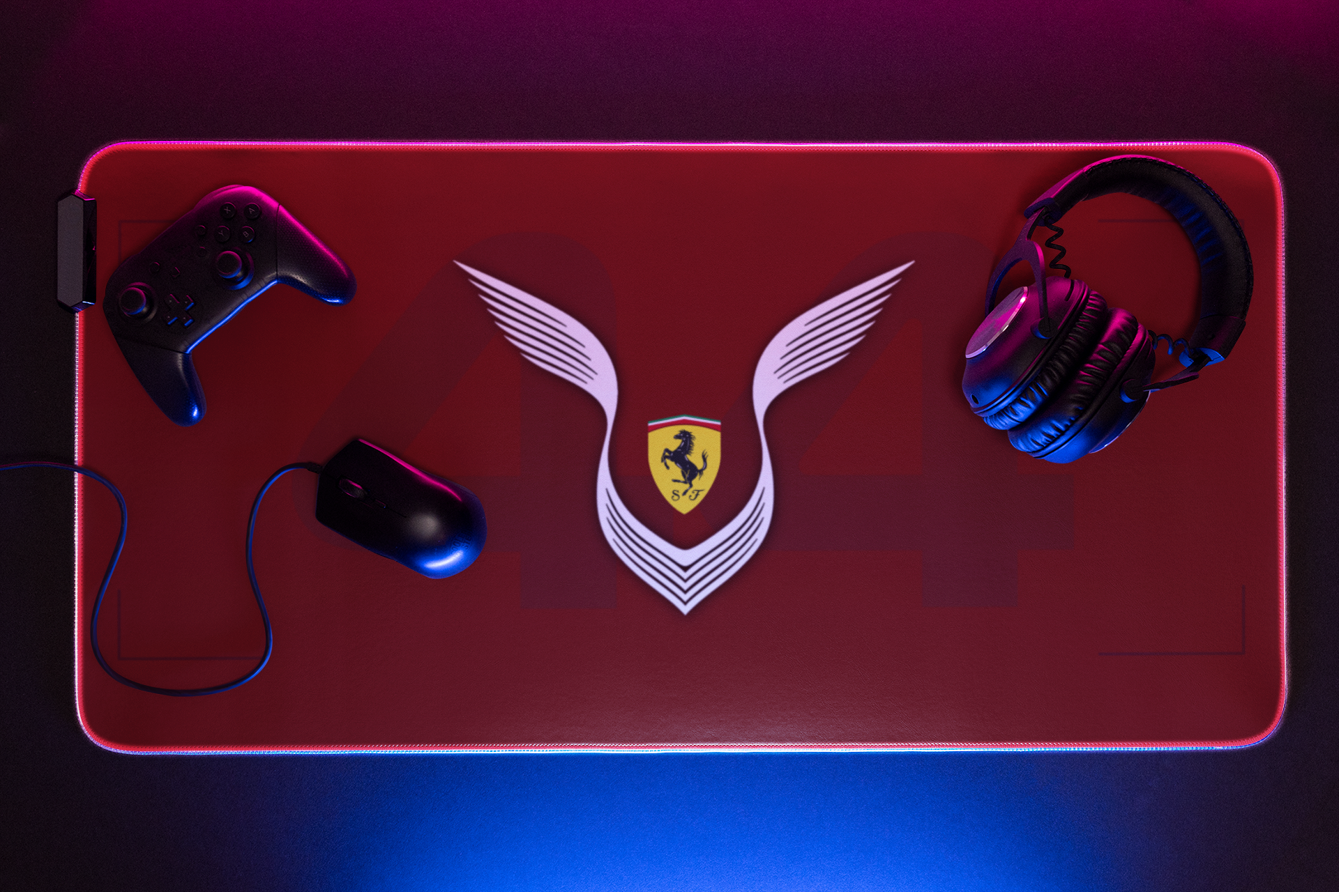 Hammer Time Rosso Racing LED Gaming Mouse Pad | Grand Prix Trackside Desk Mat