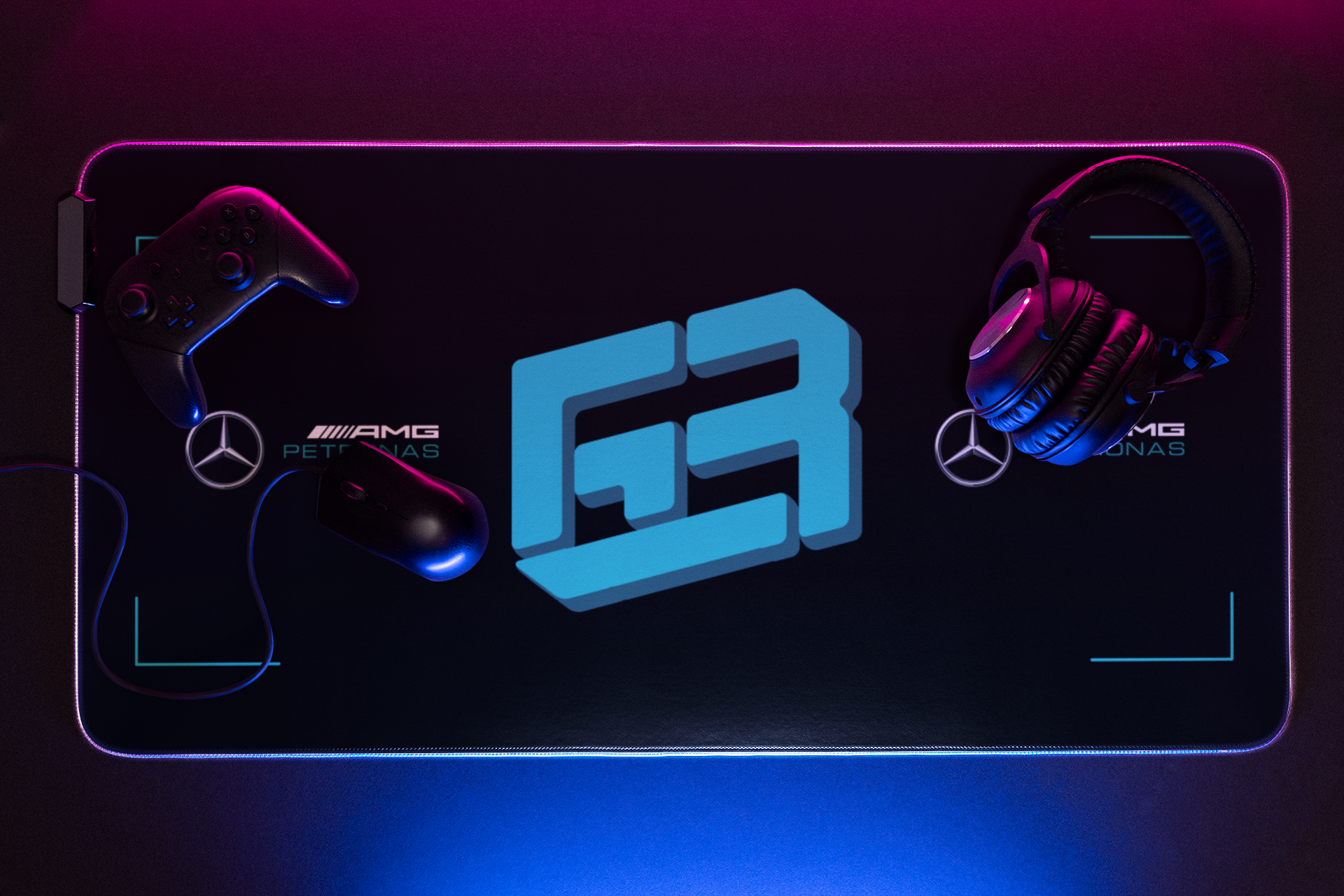 Silver and black racing-inspired gaming mouse pad with a high-precision surface and sleek motorsport aesthetic. Inspired by tire management and elite control.