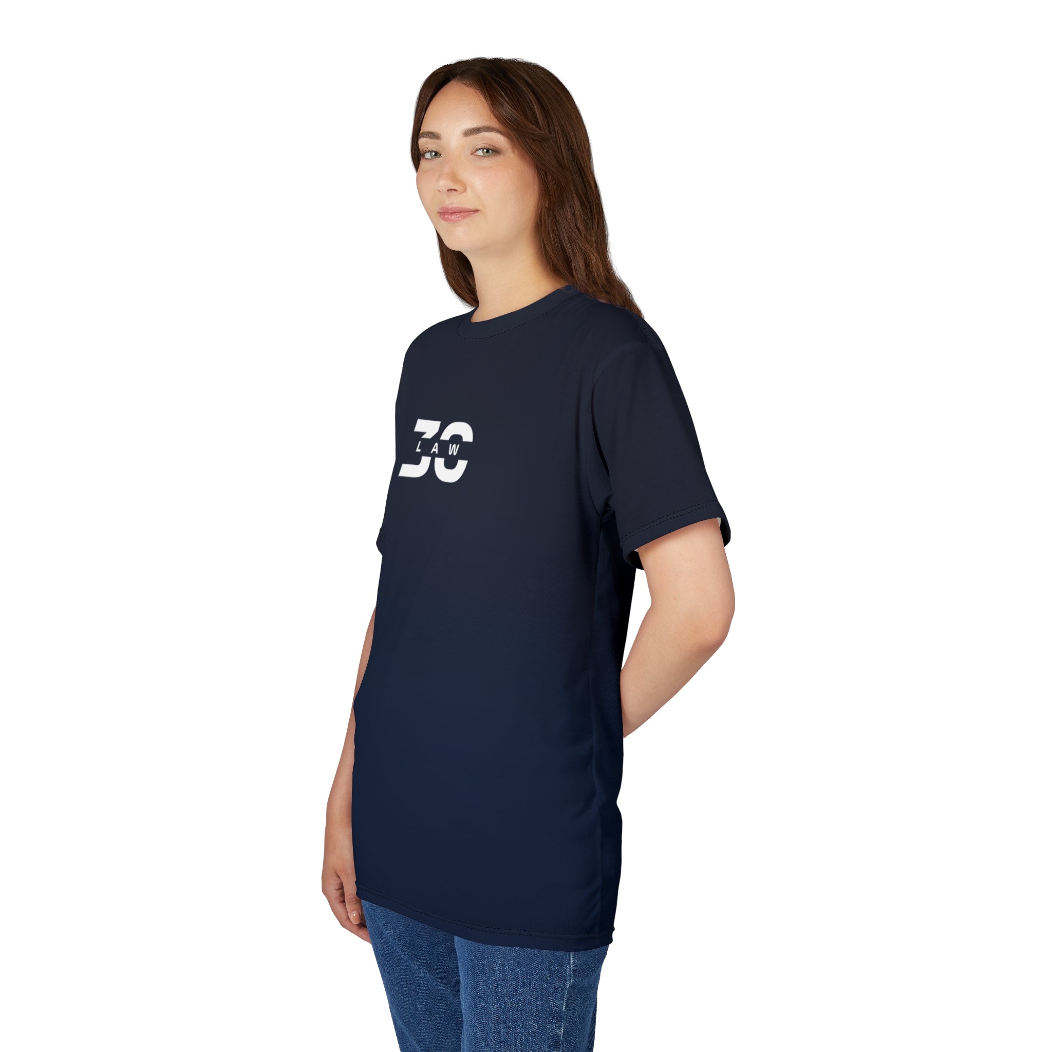 Red and navy racing-inspired unisex active tee with a sleek Grand Prix aesthetic. Ideal for motorsport fans and athletes.