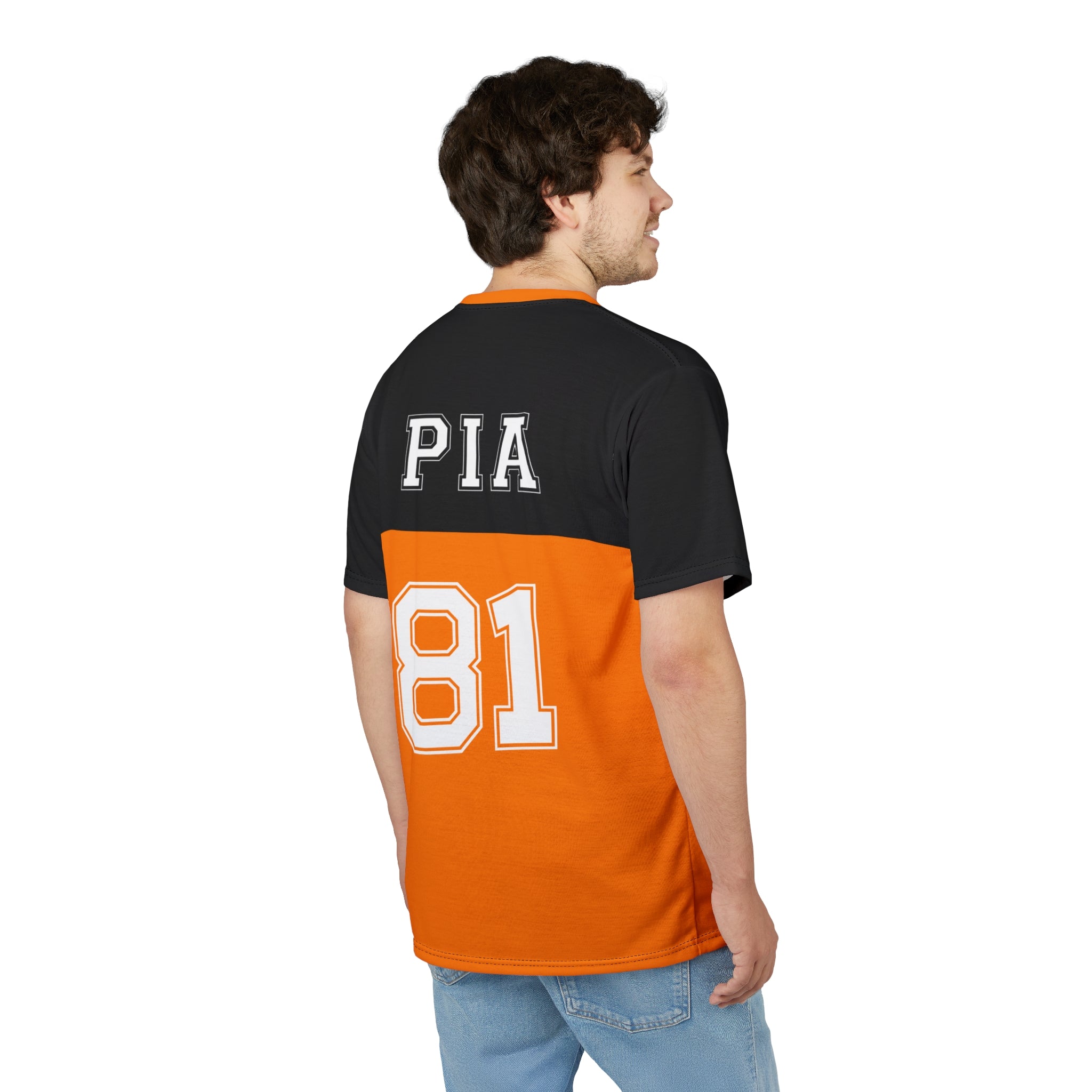 Rosso red and papaya orange racing-inspired unisex active jersey with a motorsport aesthetic. Perfect for Grand Prix fans and speed enthusiasts.