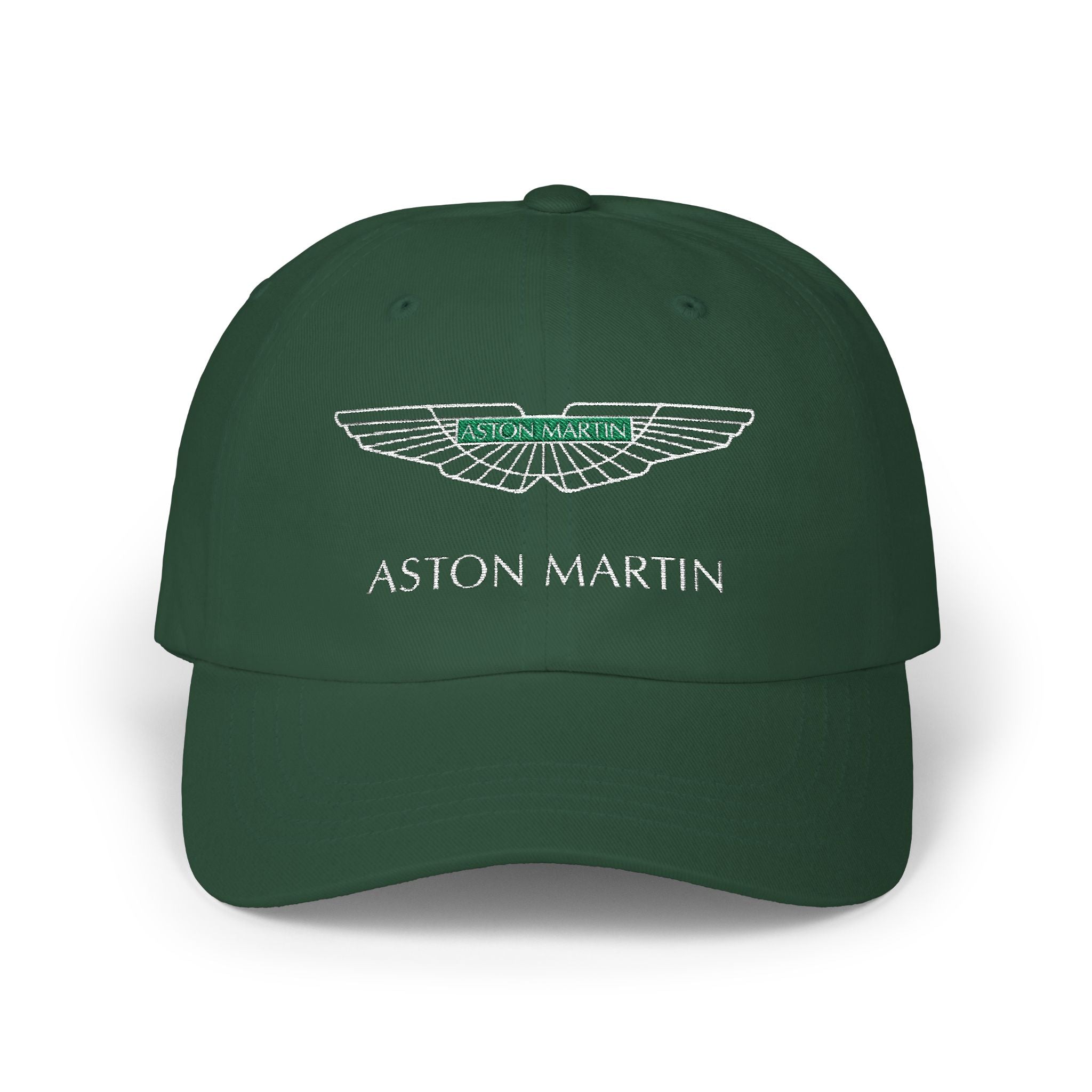 Green racing-inspired embroidered cap with a curved brim. Perfect for motorsport fans and race-day outfits.