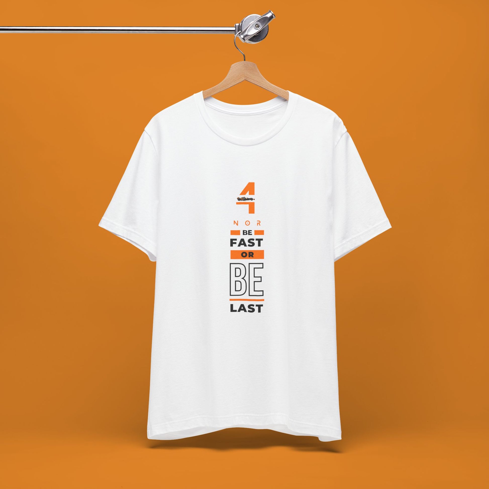 Papaya orange racing-inspired unisex short sleeve tee with a motorsport aesthetic. Perfect for Grand Prix fans and speed enthusiasts.