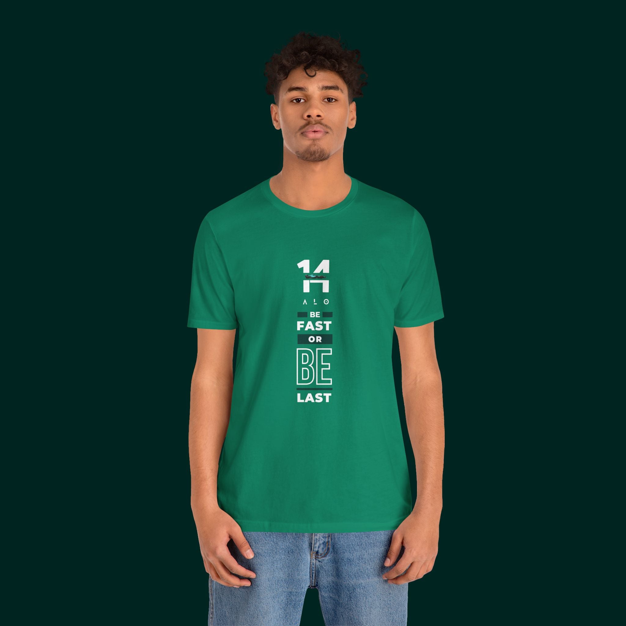 Green Verdant Racing-inspired unisex short sleeve tee with a motorsport aesthetic. Perfect for Grand Prix fans and speed enthusiasts.