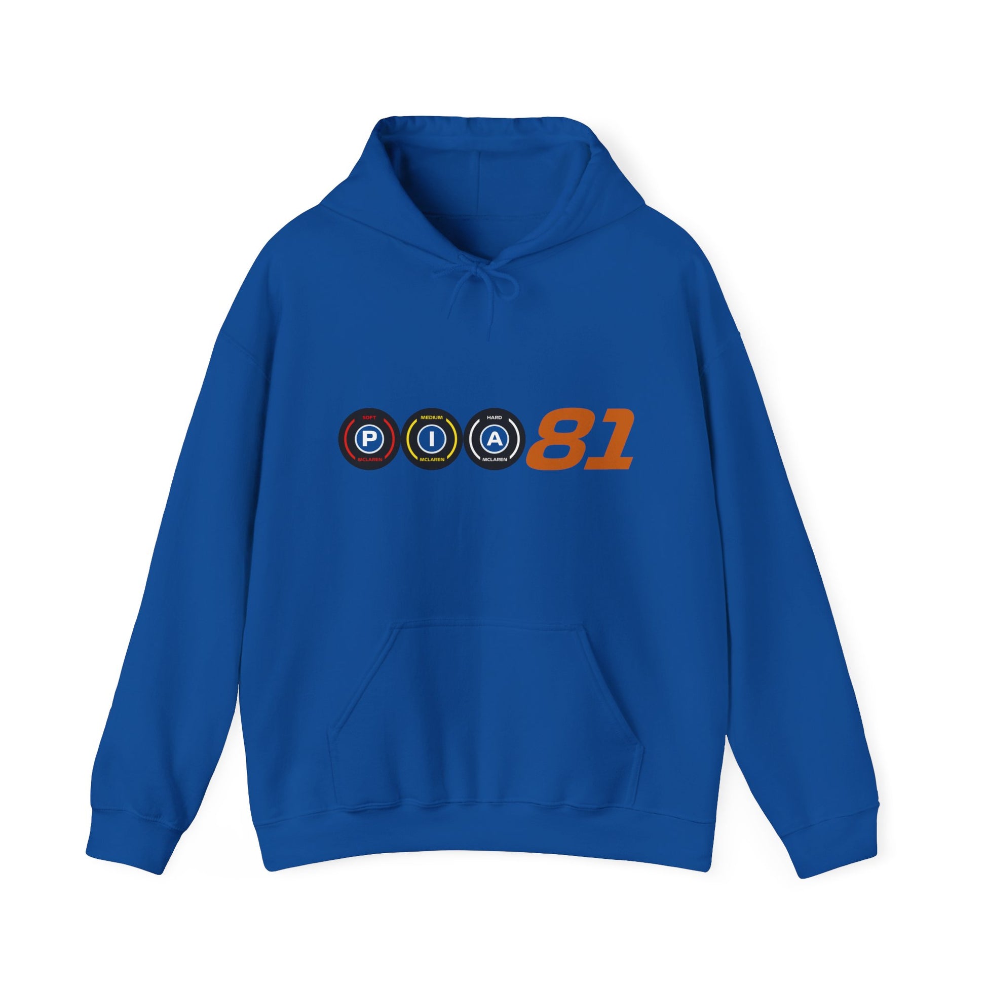 Papaya orange racing-inspired fleece hoodie with a Grand Prix aesthetic. Perfect for motorsport fans and racing enthusiasts.