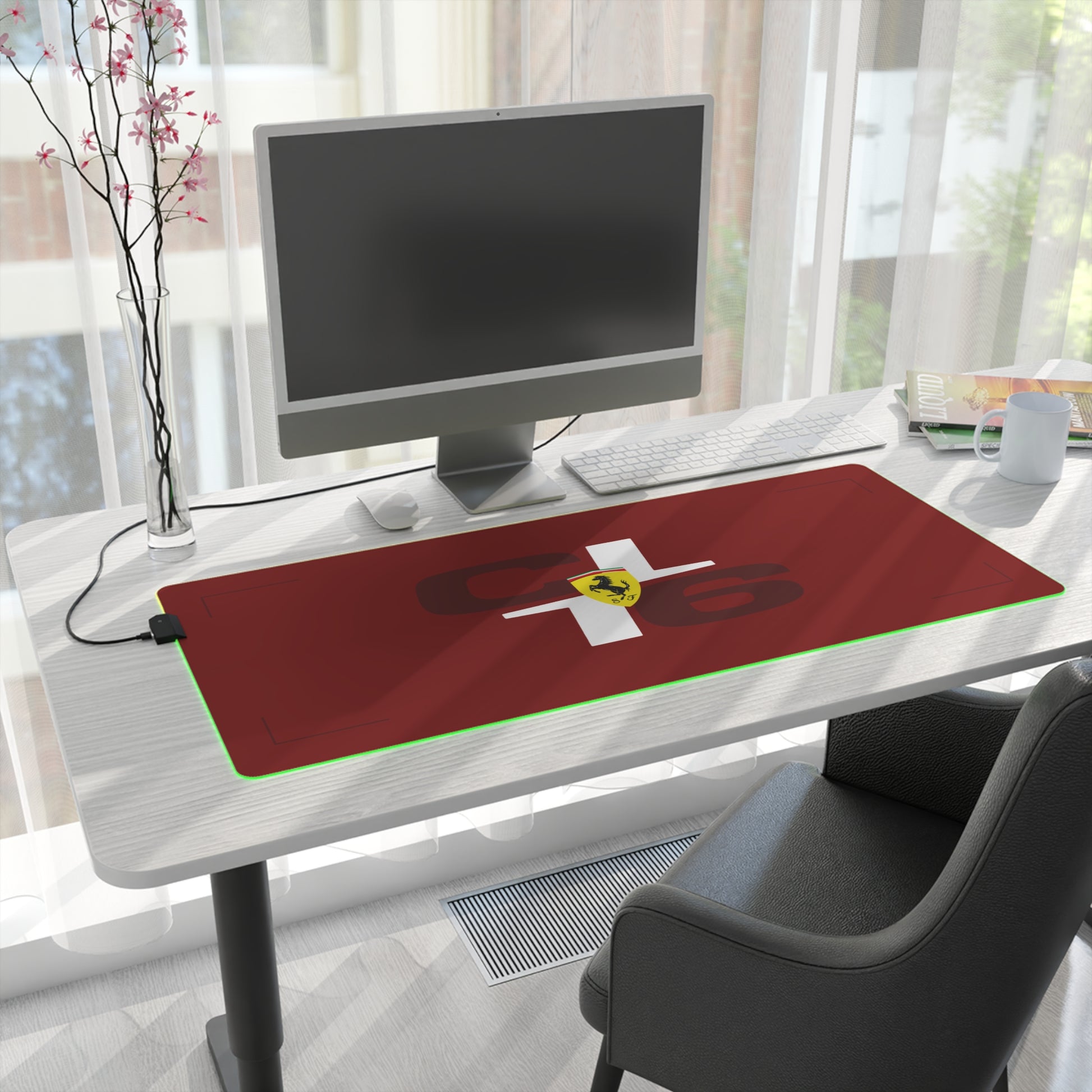 Red and black racing-inspired gaming mouse pad with a premium glide surface and motorsport styling. Inspired by Monaco’s top racer.