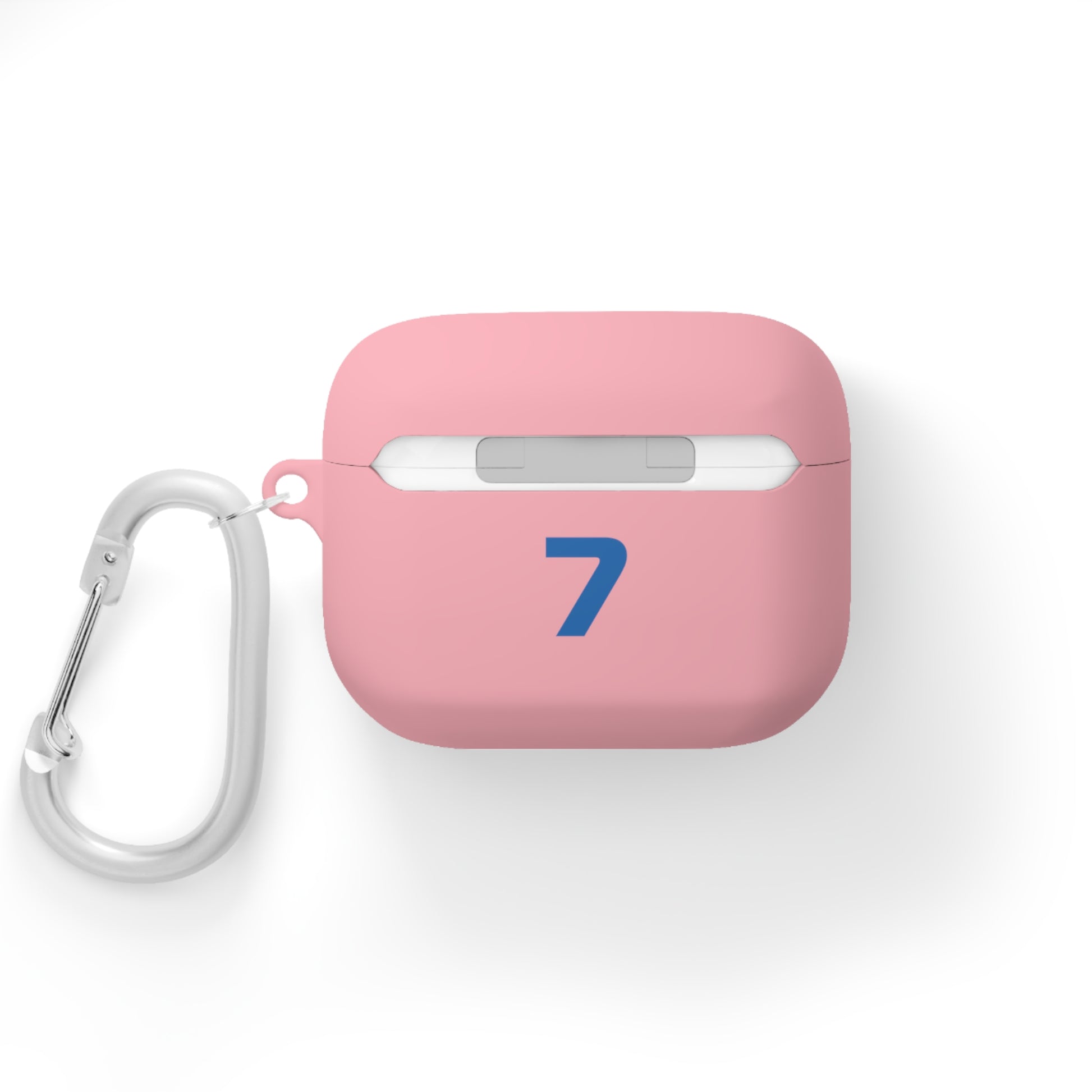 Blue and pink racing-inspired AirPods case with a sleek Grand Prix aesthetic and custom initials option. Ideal for motorsport fans.