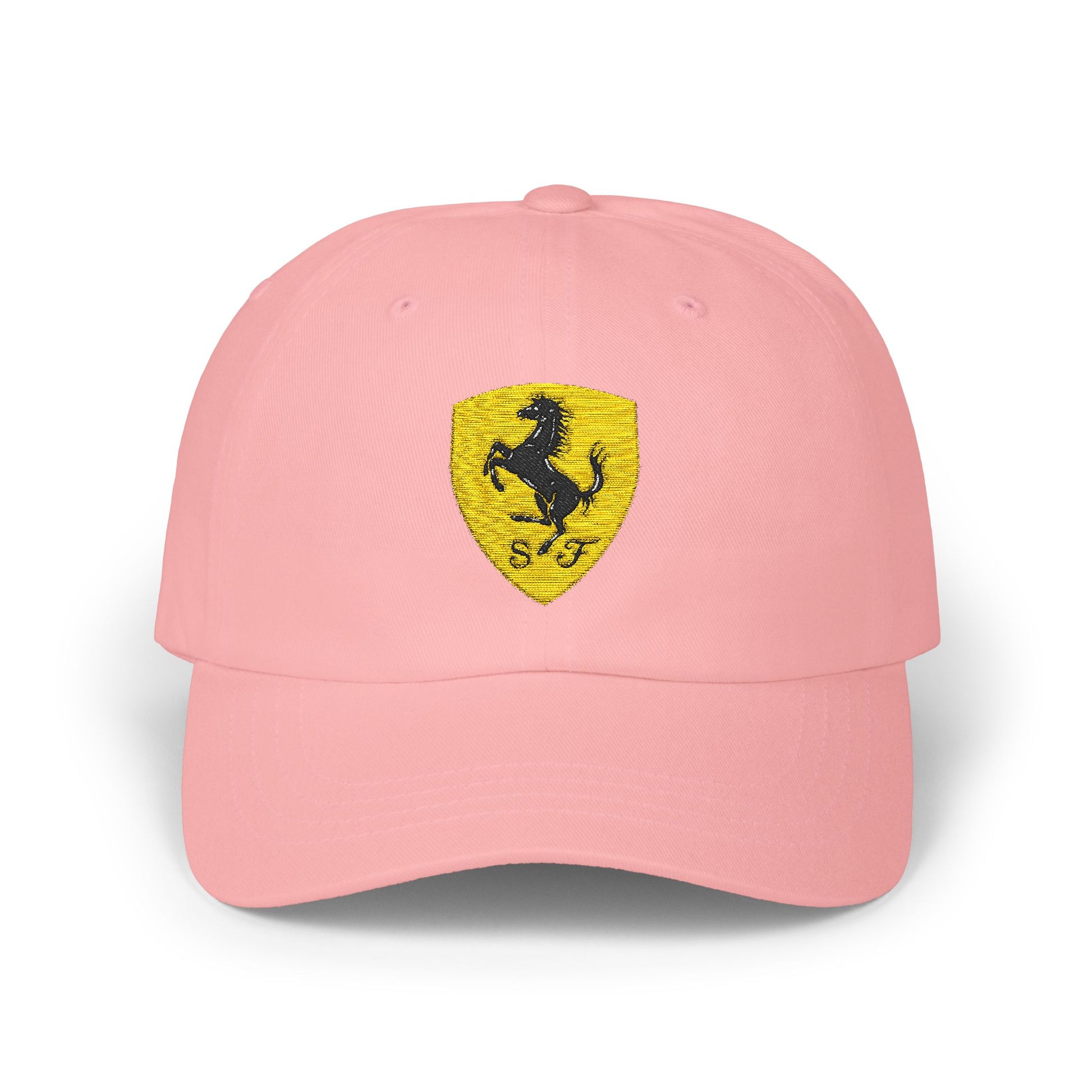 Red racing-inspired embroidered cap with a curved brim. Perfect for motorsport fans and race-day outfits.