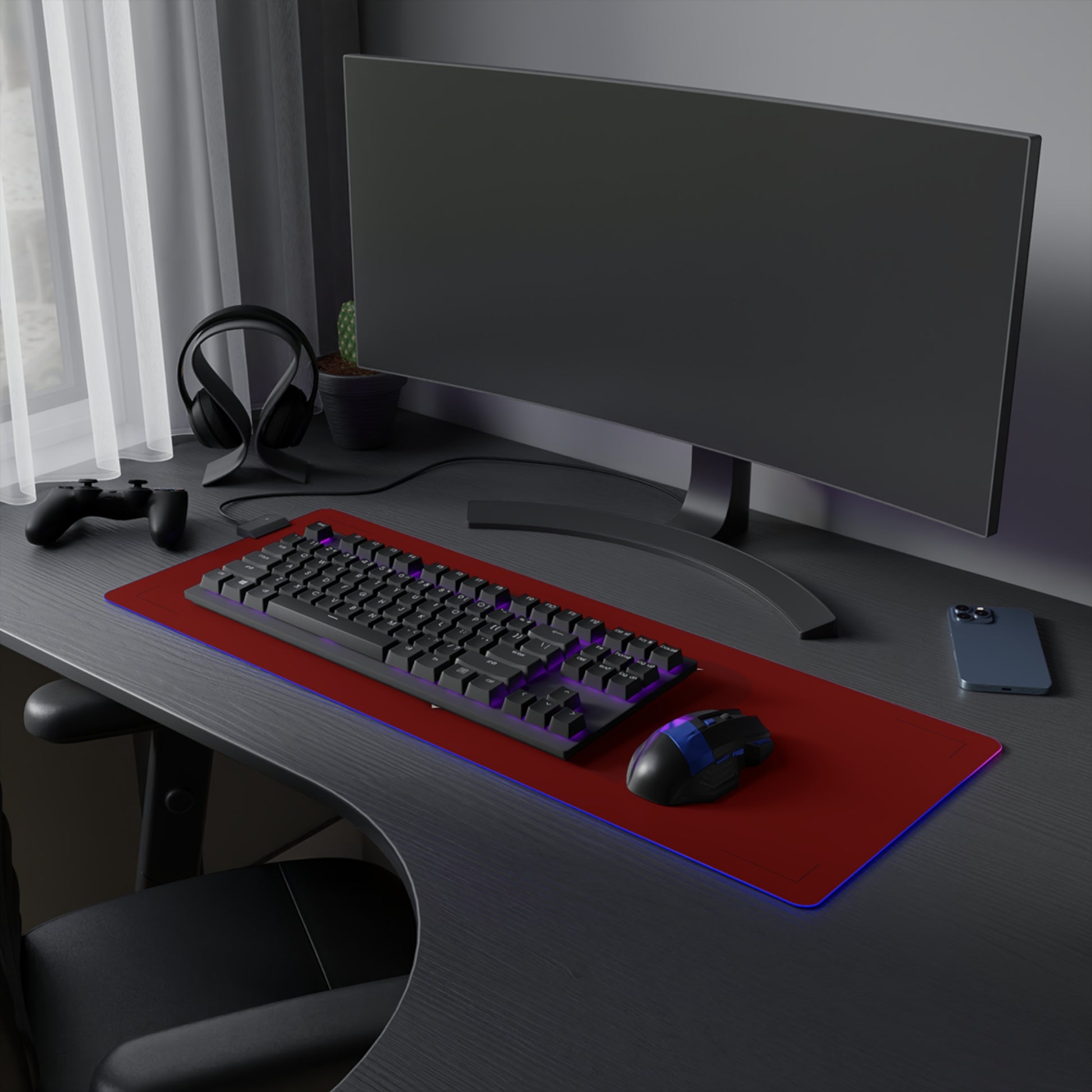 Black and silver racing-inspired gaming mouse pad with high-precision surface. Built for speed and performance. Inspired by racing excellence.