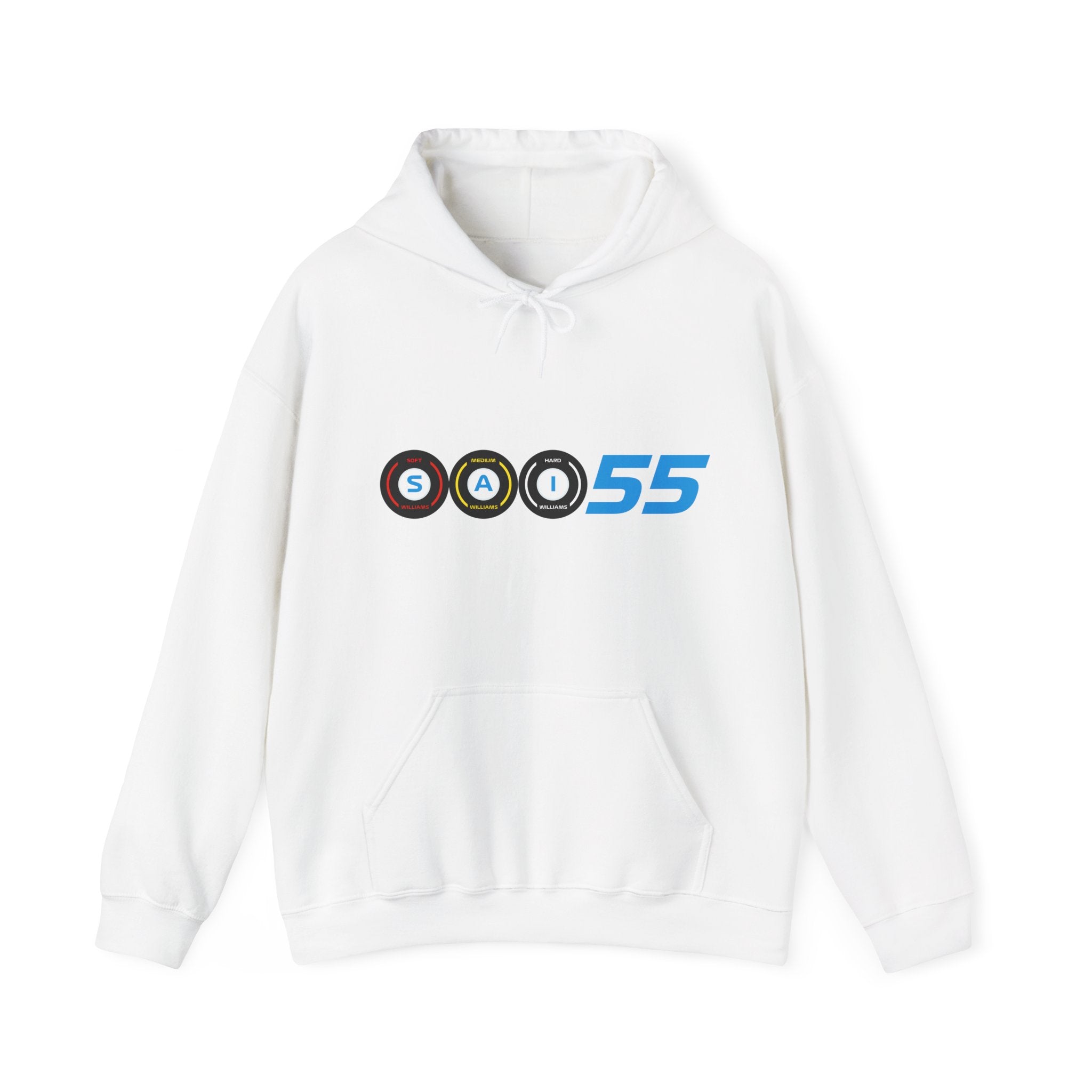 Blue racing-inspired fleece hoodie with a Grand Prix aesthetic. Perfect for motorsport fans and racing enthusiasts