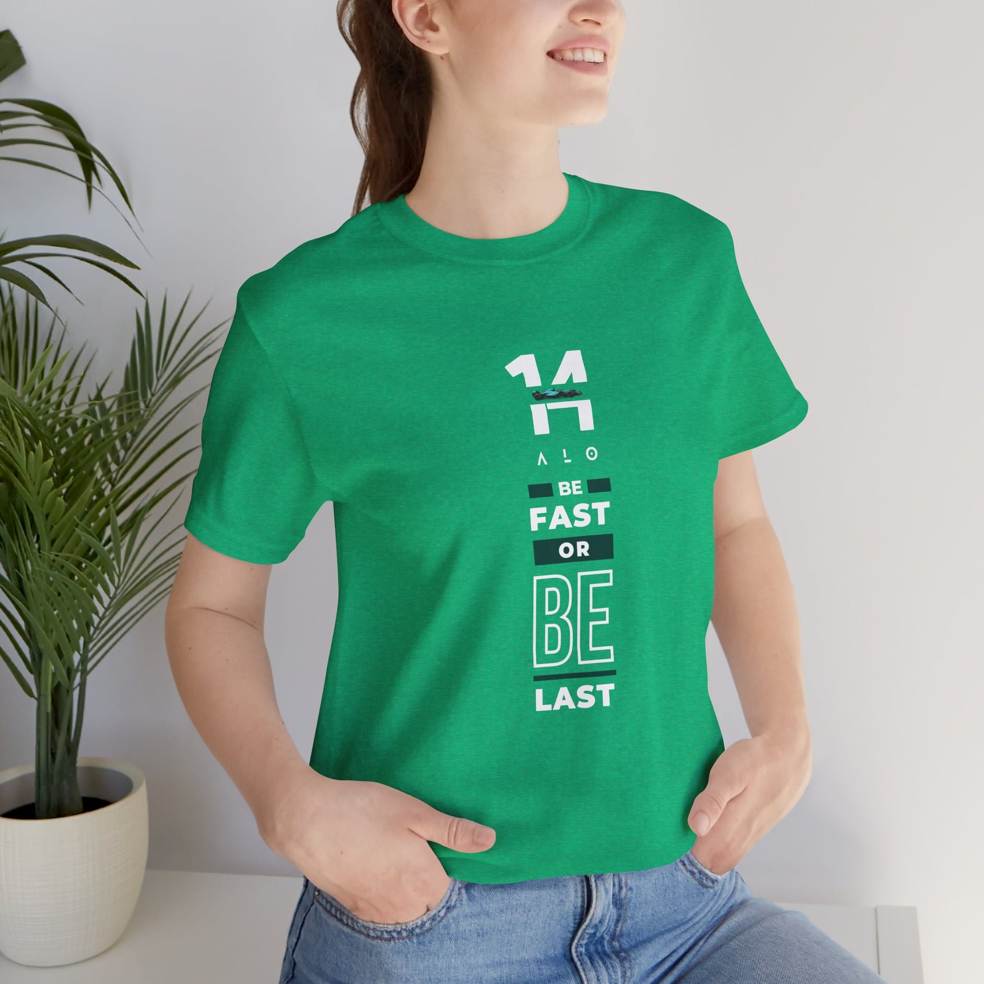 Green Verdant Racing-inspired unisex short sleeve tee with a motorsport aesthetic. Perfect for Grand Prix fans and speed enthusiasts.