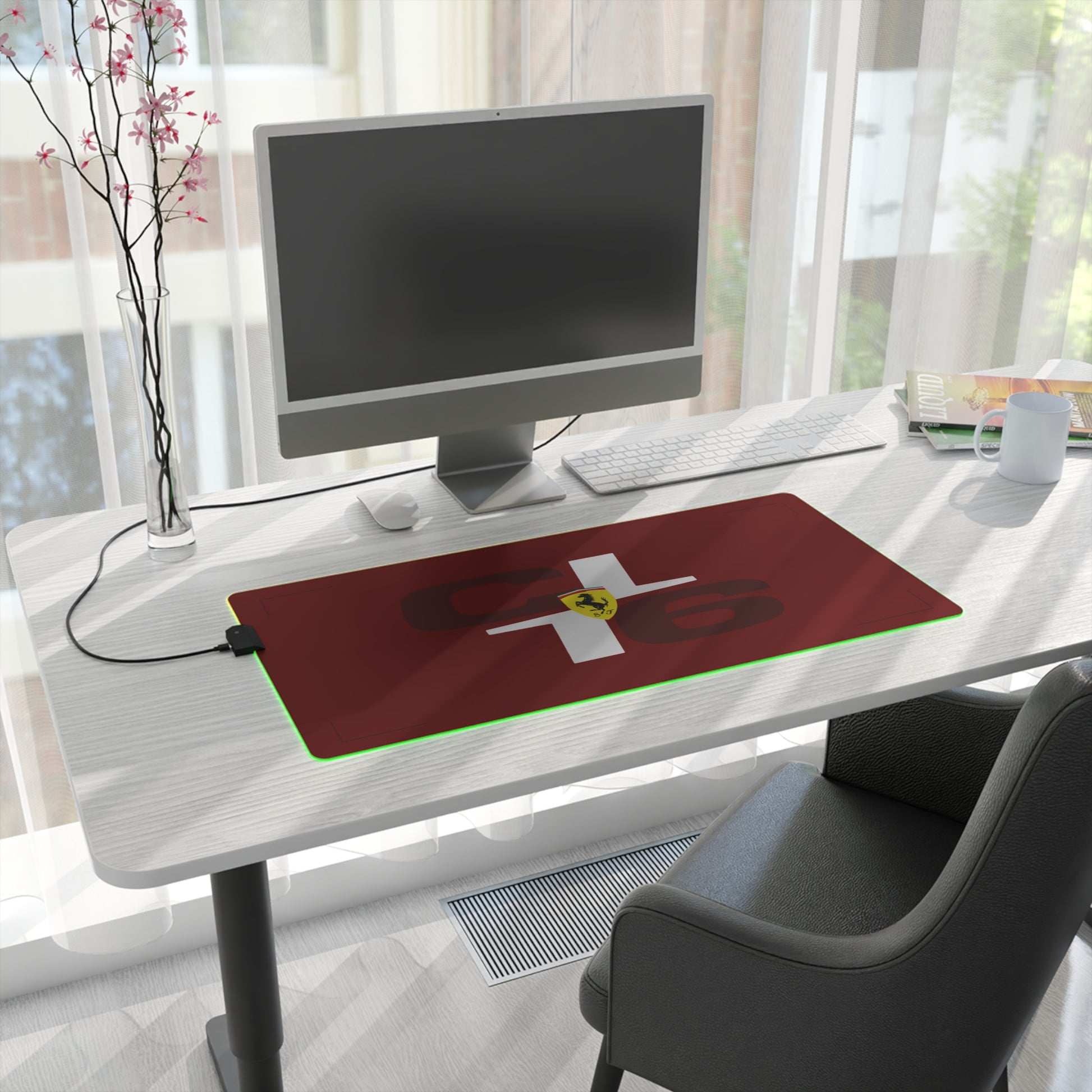 Red and black racing-inspired gaming mouse pad with a premium glide surface and motorsport styling. Inspired by Monaco’s top racer.