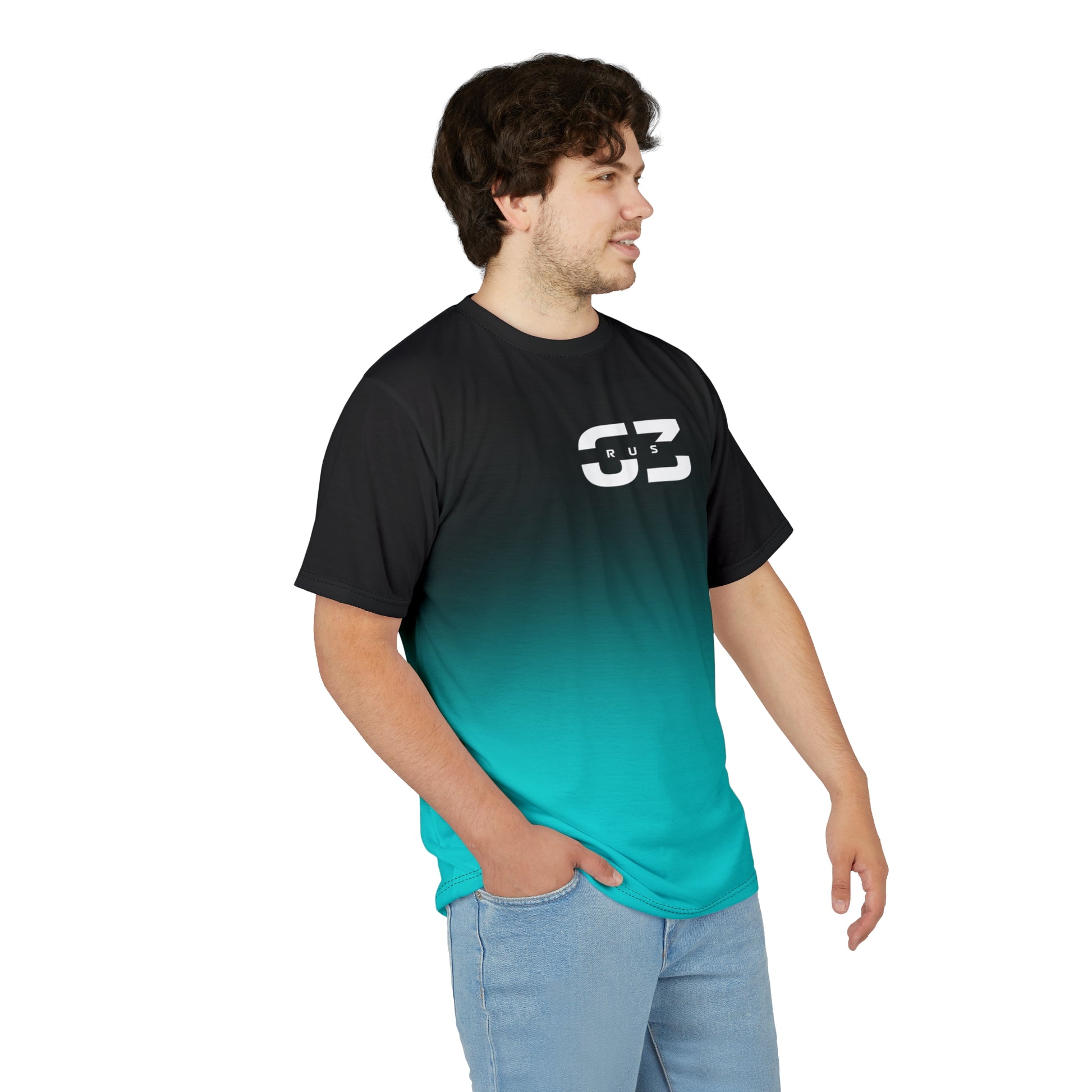 Silver racing-inspired unisex active tee with a sleek Grand Prix aesthetic. Ideal for motorsport fans and athletes