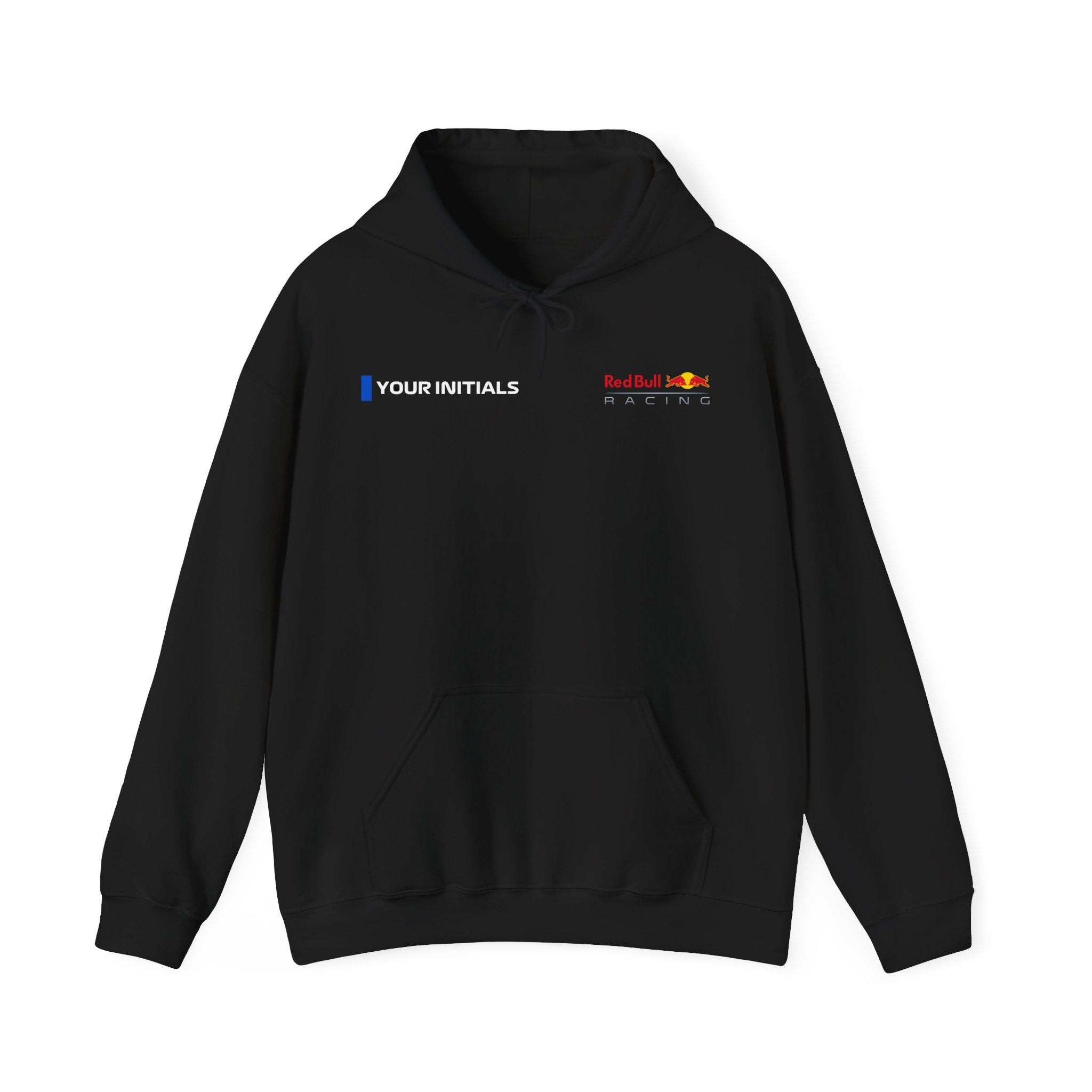 Eclipse blue racing-inspired hoodie with a motorsport aesthetic, custom initials, and heavyweight comfort. Perfect for Grand Prix fans and speed enthusiasts.