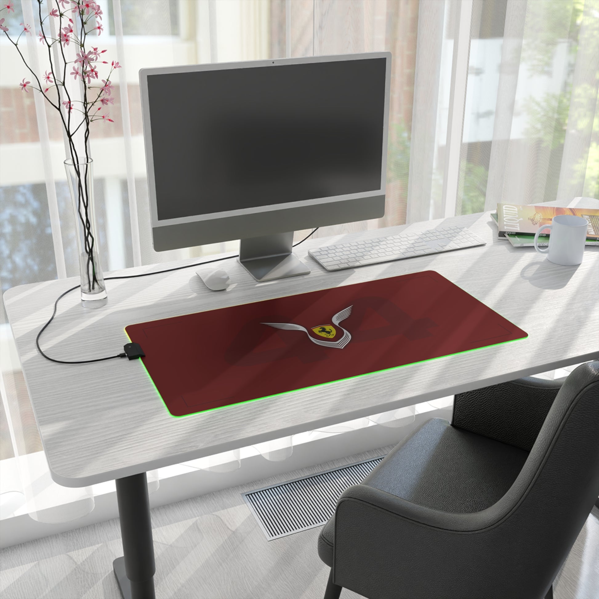 Black and silver racing-inspired gaming mouse pad with high-precision surface. Built for speed and performance. Inspired by racing excellence.