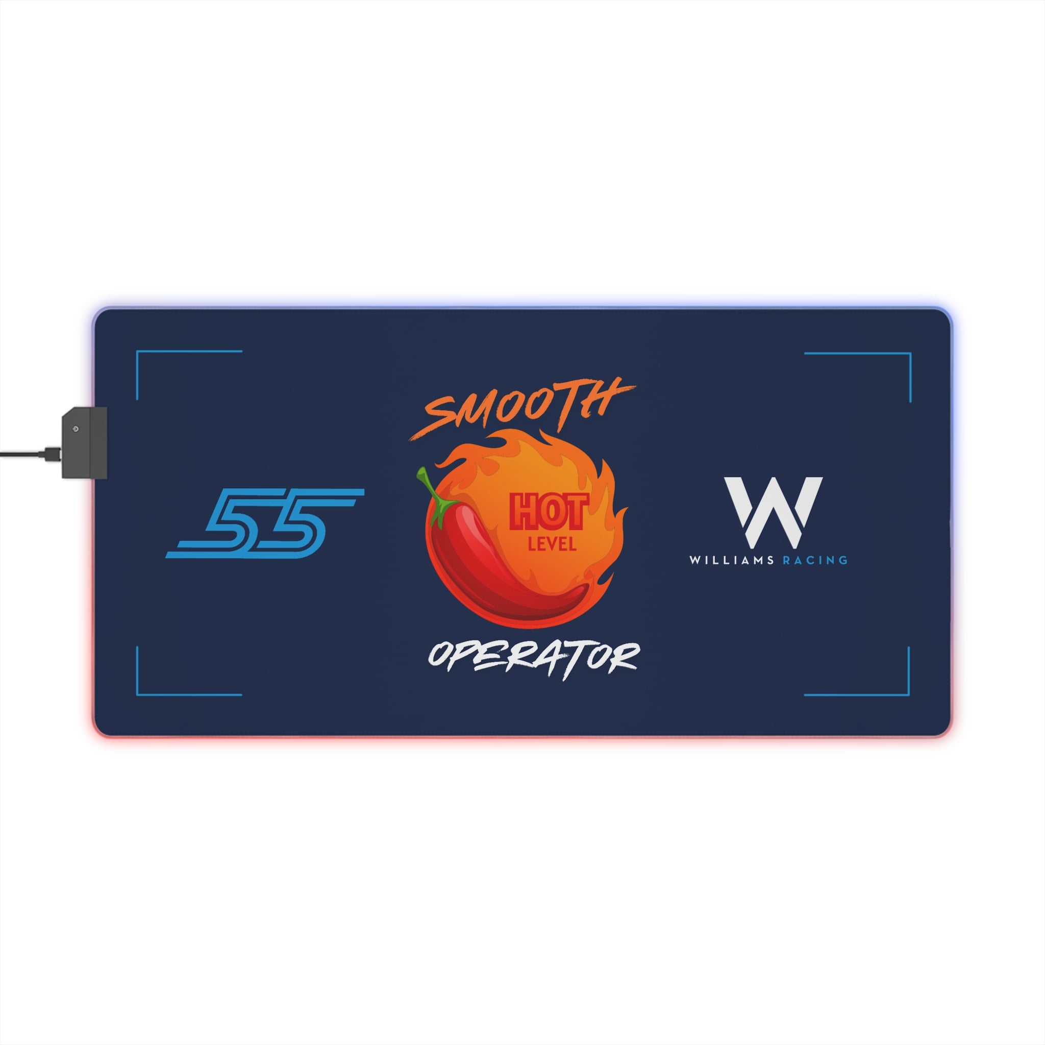 Red and white racing-inspired gaming mouse pad with smooth finish and bold motorsport design. Perfect for F1 fans and sim racers.