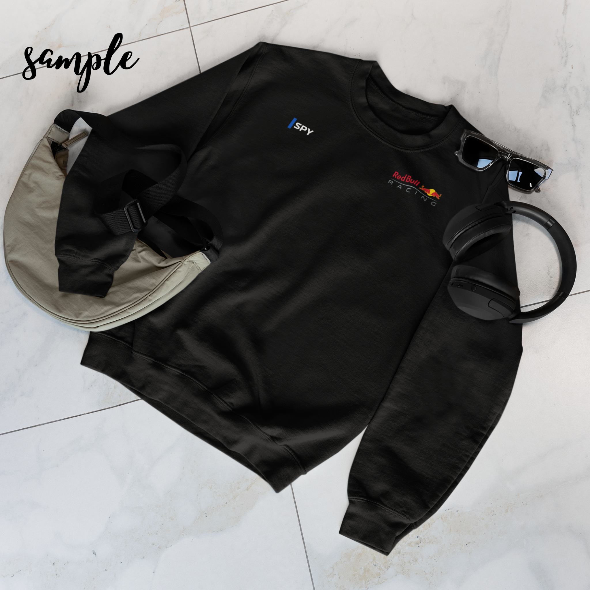 Eclipse blue racing-inspired crewneck sweatshirt with a motorsport aesthetic, custom initials, and heavyweight comfort. Perfect for Grand Prix fans and speed enthusiasts.