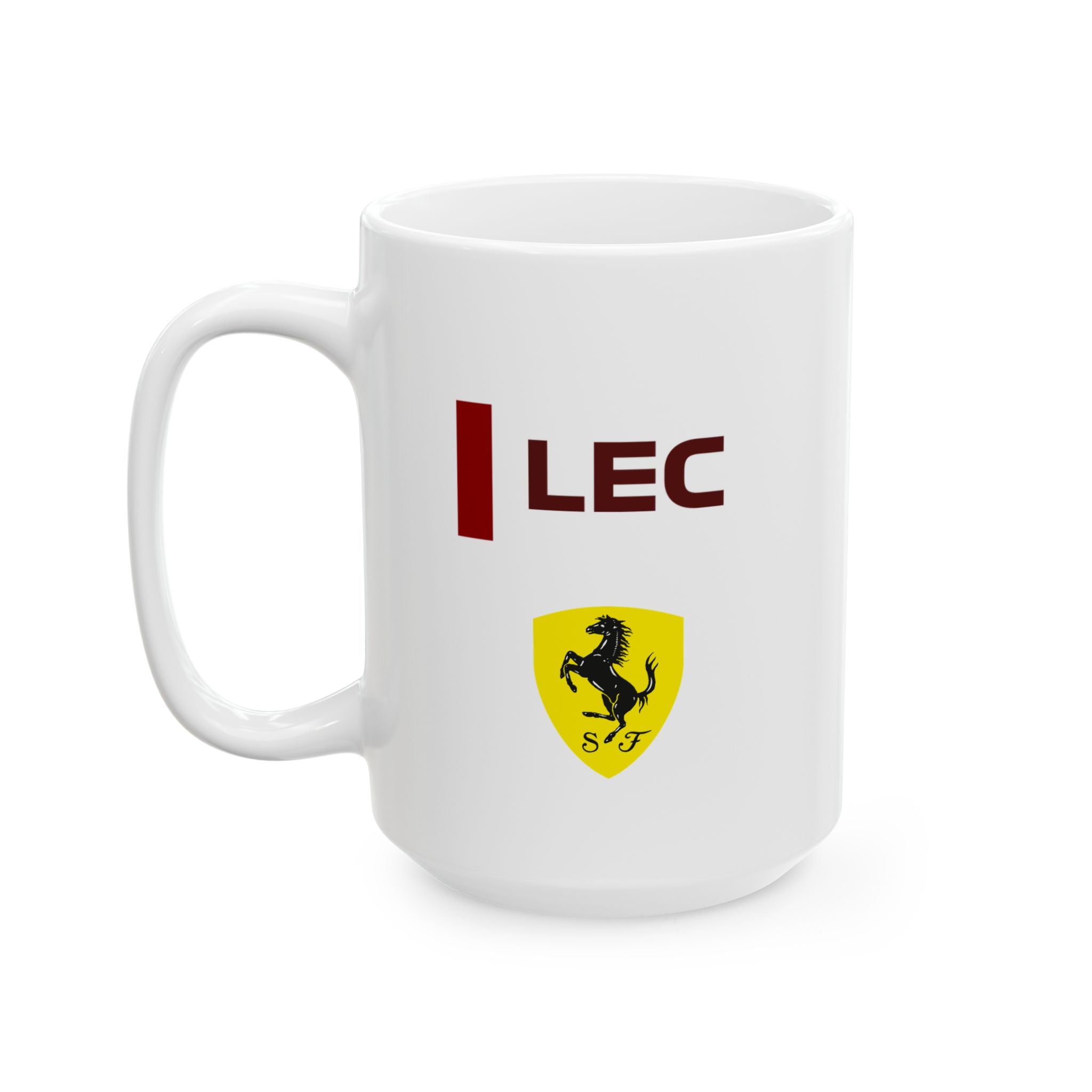 Rosso red racing-inspired ceramic mug with a motorsport aesthetic, available in 11oz and 15oz. Perfect for Grand Prix fans and speed enthusiasts.