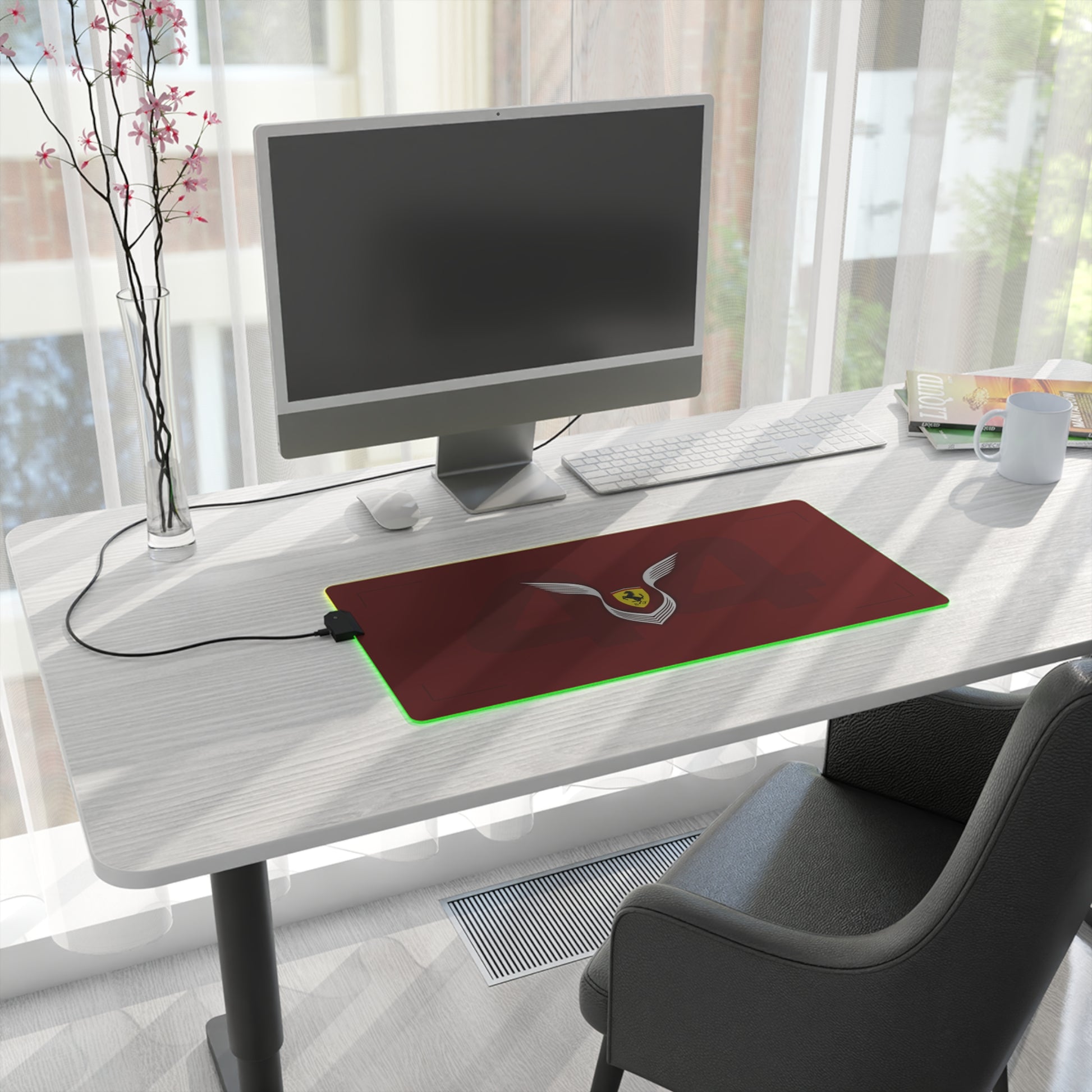 Black and silver racing-inspired gaming mouse pad with high-precision surface. Built for speed and performance. Inspired by racing excellence.