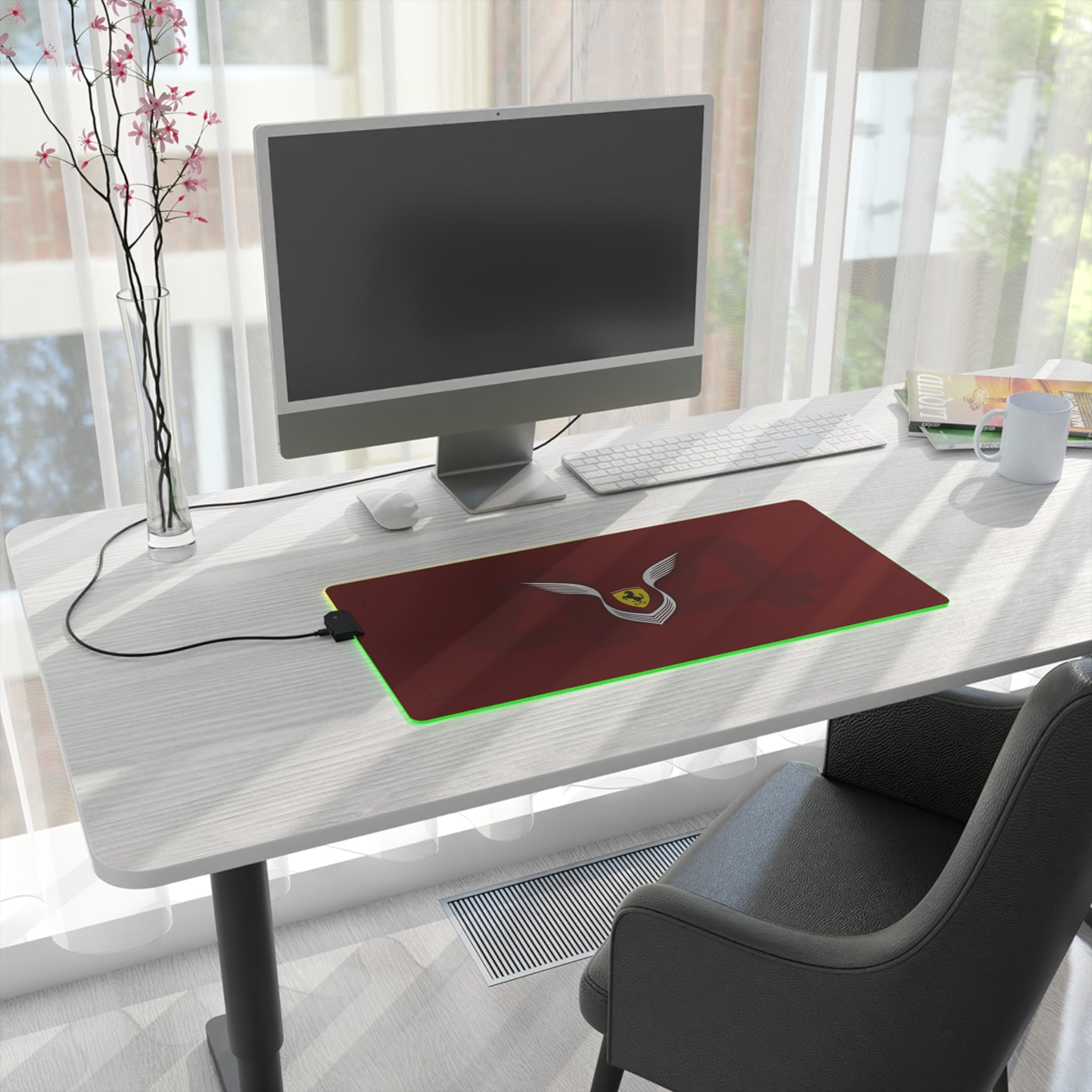 Black and silver racing-inspired gaming mouse pad with high-precision surface. Built for speed and performance. Inspired by racing excellence.