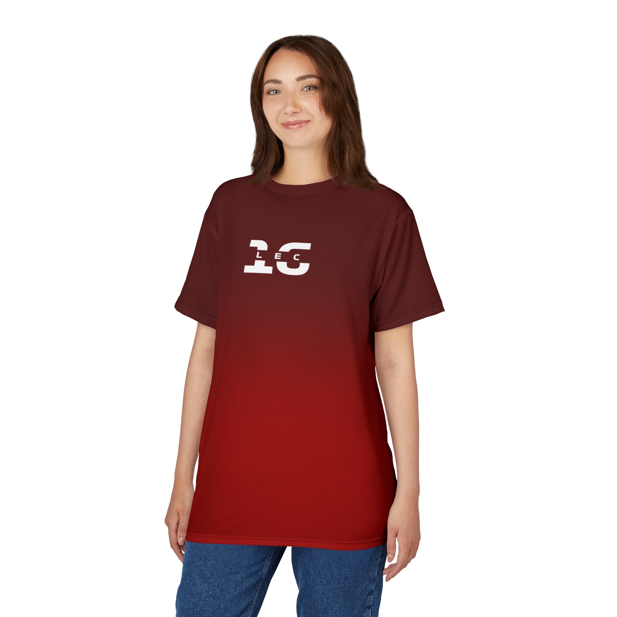 Rosso red racing-inspired unisex cut & sew tee with a motorsport aesthetic. Perfect for Grand Prix fans and speed enthusiasts.