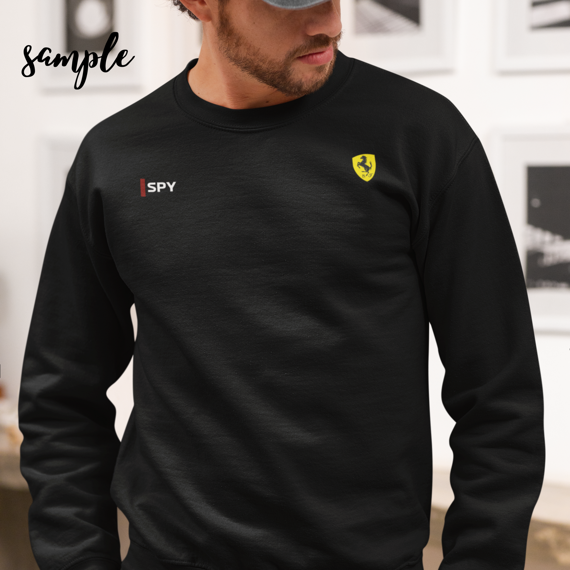 Rosso red racing-inspired unisex crewneck sweatshirt with a motorsport aesthetic. Perfect for Grand Prix fans and speed enthusiasts.