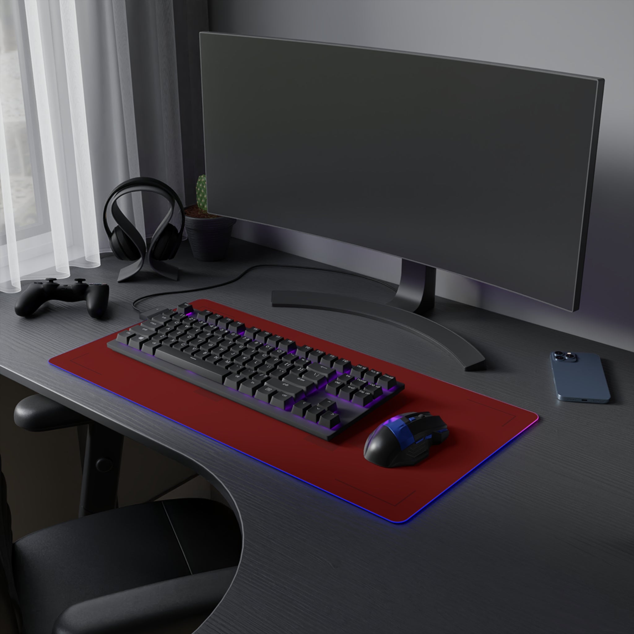 Black and silver racing-inspired gaming mouse pad with high-precision surface. Built for speed and performance. Inspired by racing excellence.
