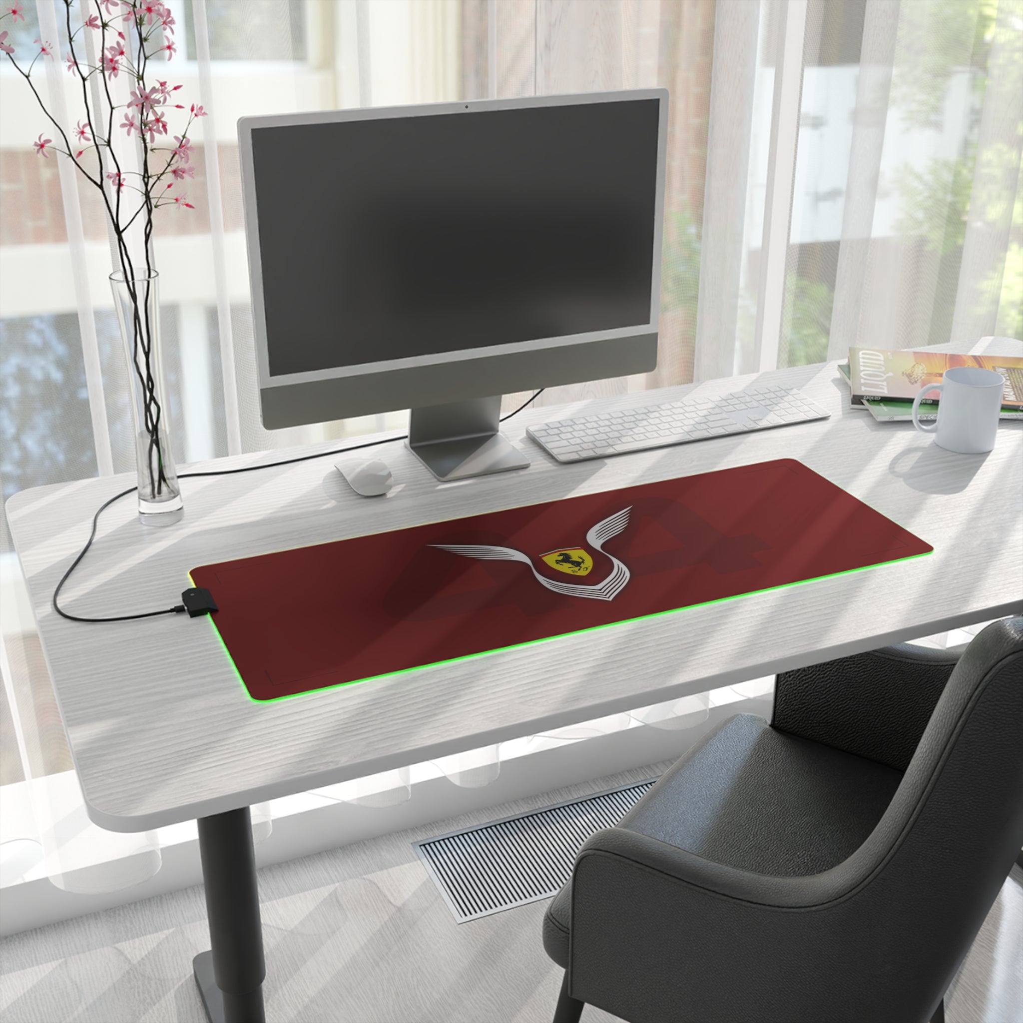 Black and silver racing-inspired gaming mouse pad with high-precision surface. Built for speed and performance. Inspired by racing excellence.