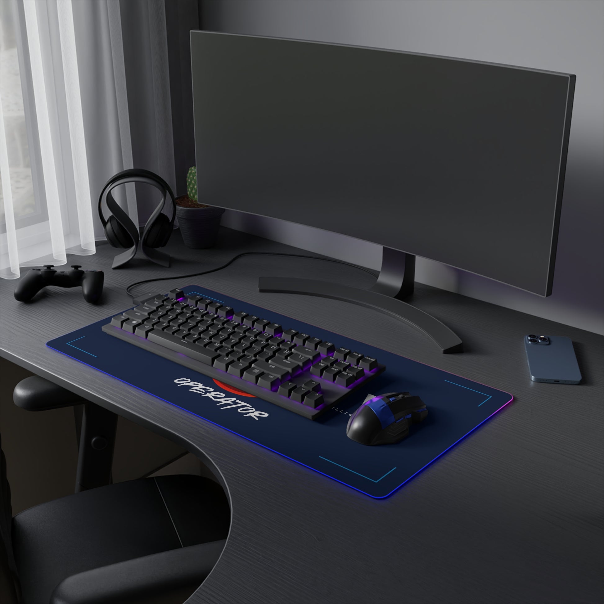 Red and white racing-inspired gaming mouse pad with smooth finish and bold motorsport design. Perfect for F1 fans and sim racers.