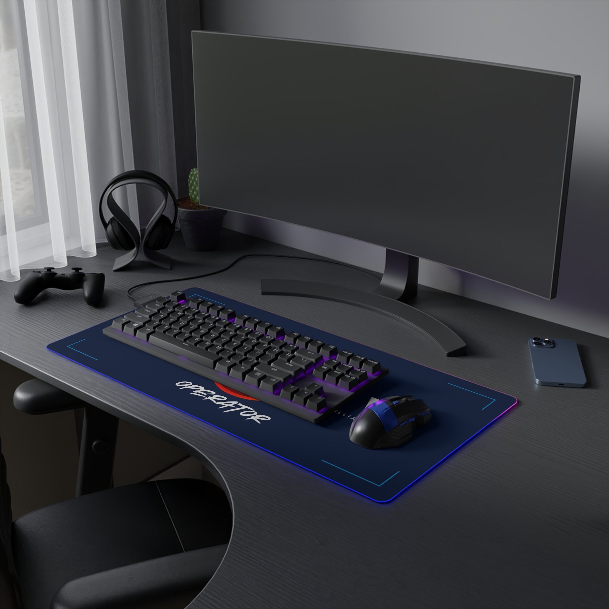 Red and white racing-inspired gaming mouse pad with smooth finish and bold motorsport design. Perfect for F1 fans and sim racers.