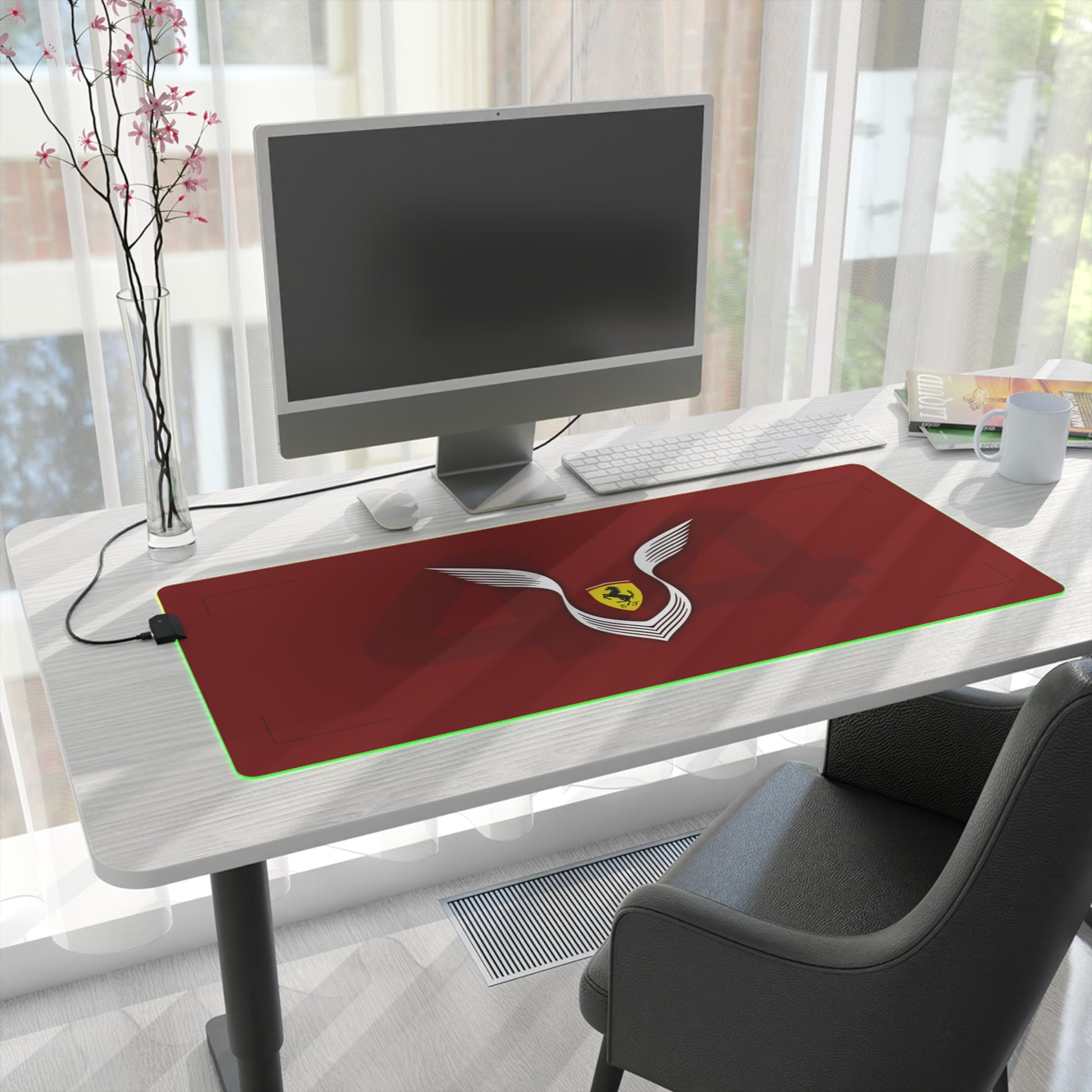 Black and silver racing-inspired gaming mouse pad with high-precision surface. Built for speed and performance. Inspired by racing excellence.
