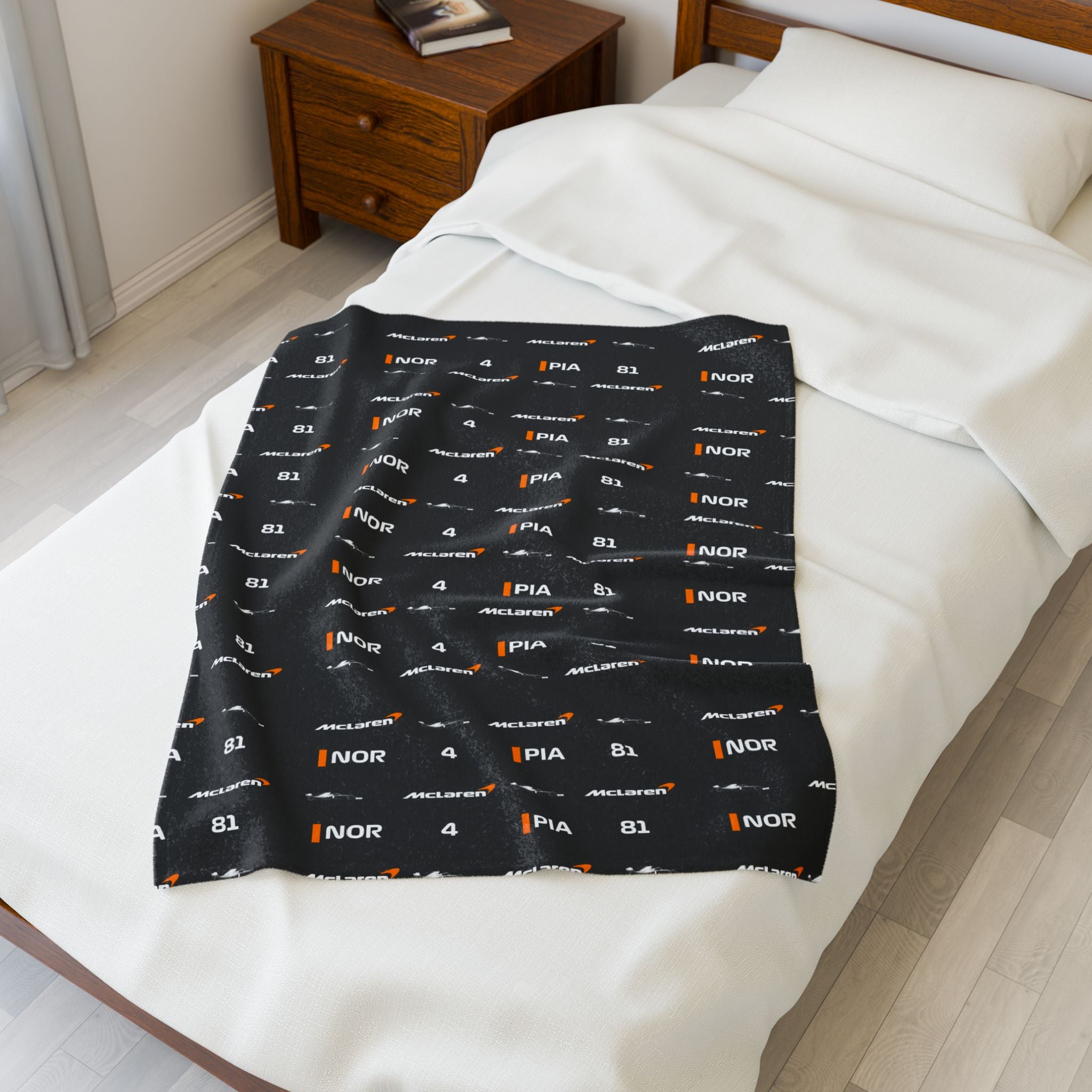 Papaya Speed Grand Prix-Inspired Velveteen Plush Blanket | Formula Racing Luxury Throw