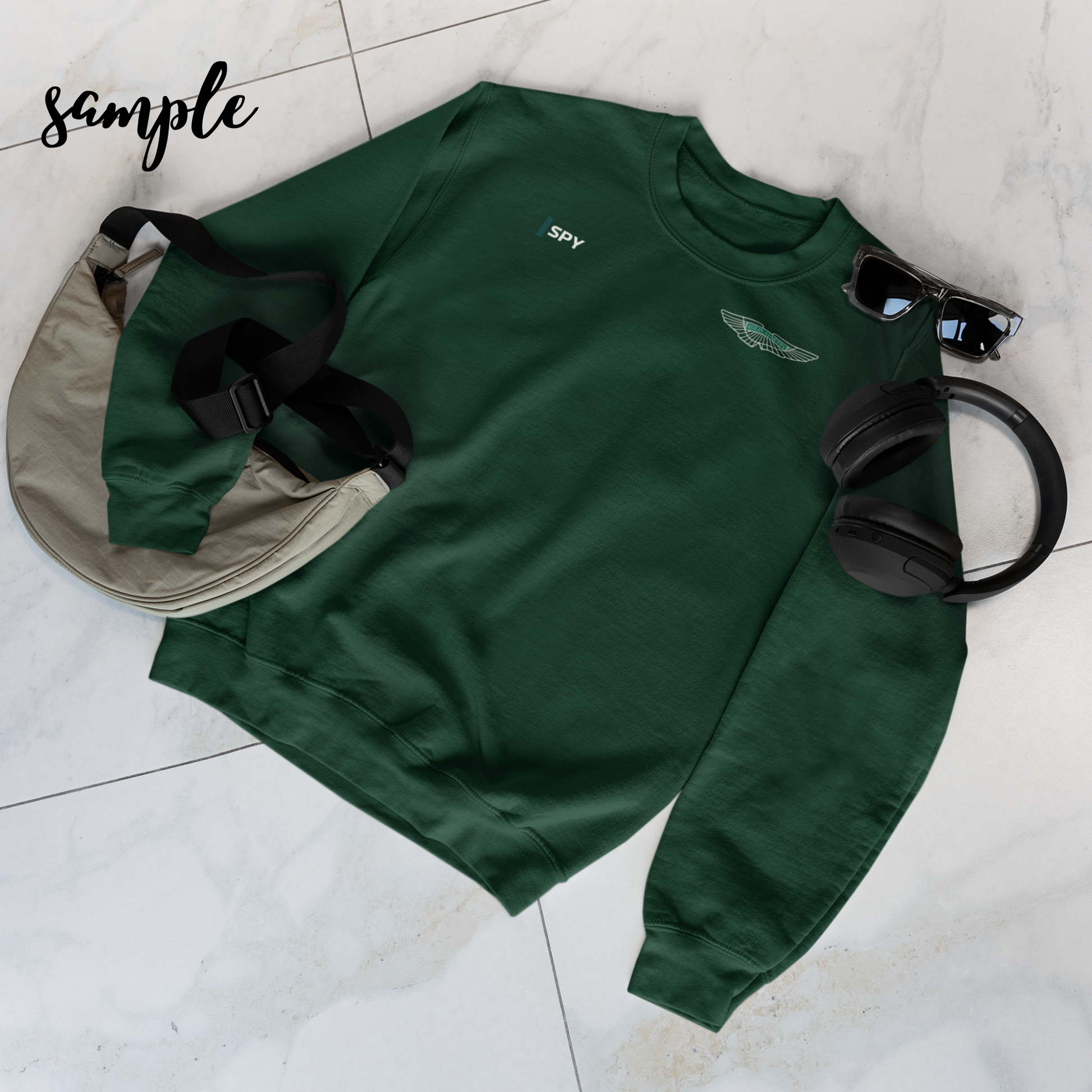 Verdant green racing-inspired crewneck sweatshirt with a motorsport aesthetic, custom initials, and heavyweight comfort. Perfect for Grand Prix fans and speed enthusiasts.