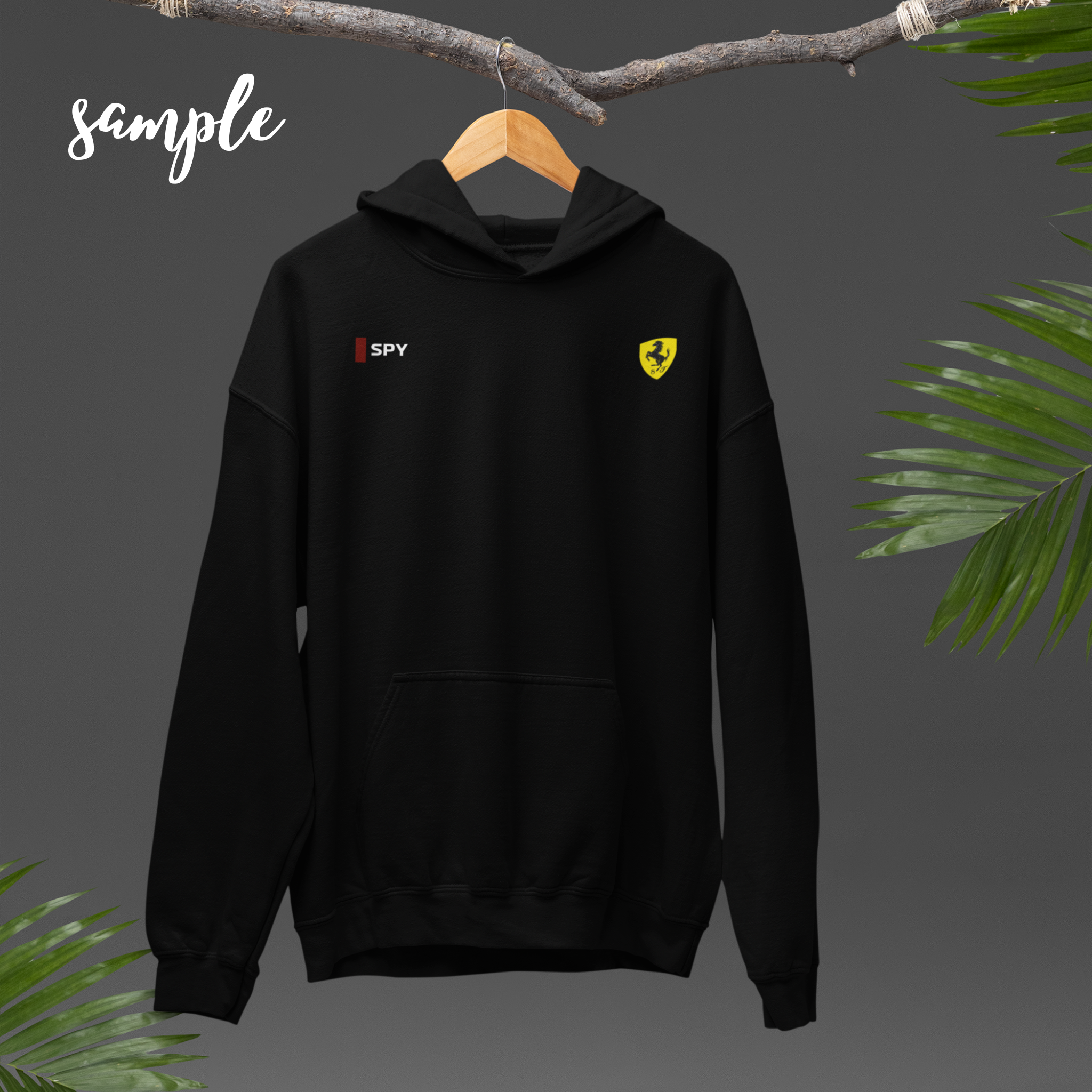 Rosso red racing-inspired hoodie with a motorsport aesthetic, custom initials, and heavyweight comfort. Perfect for Grand Prix fans and speed enthusiasts.