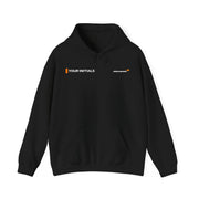 Papaya orange racing-inspired hoodie with a motorsport aesthetic, custom initials, and heavyweight comfort. Perfect for Grand Prix fans and speed enthusiasts.