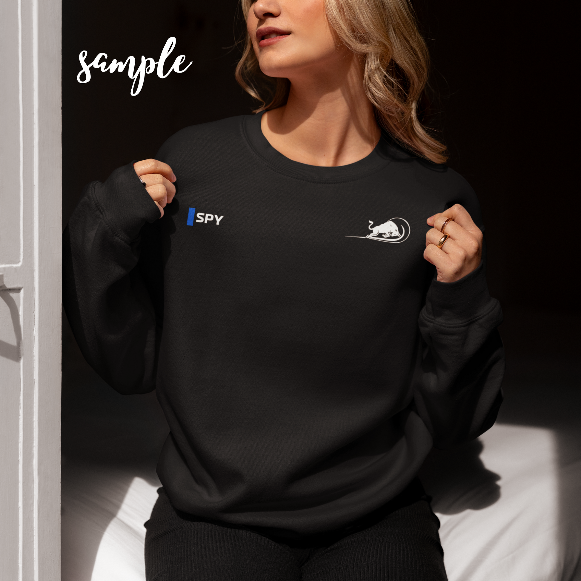 Dark blue and white racing-inspired unisex crewneck sweatshirt with a sleek Grand Prix aesthetic and custom initials option. Ideal for motorsport fans.