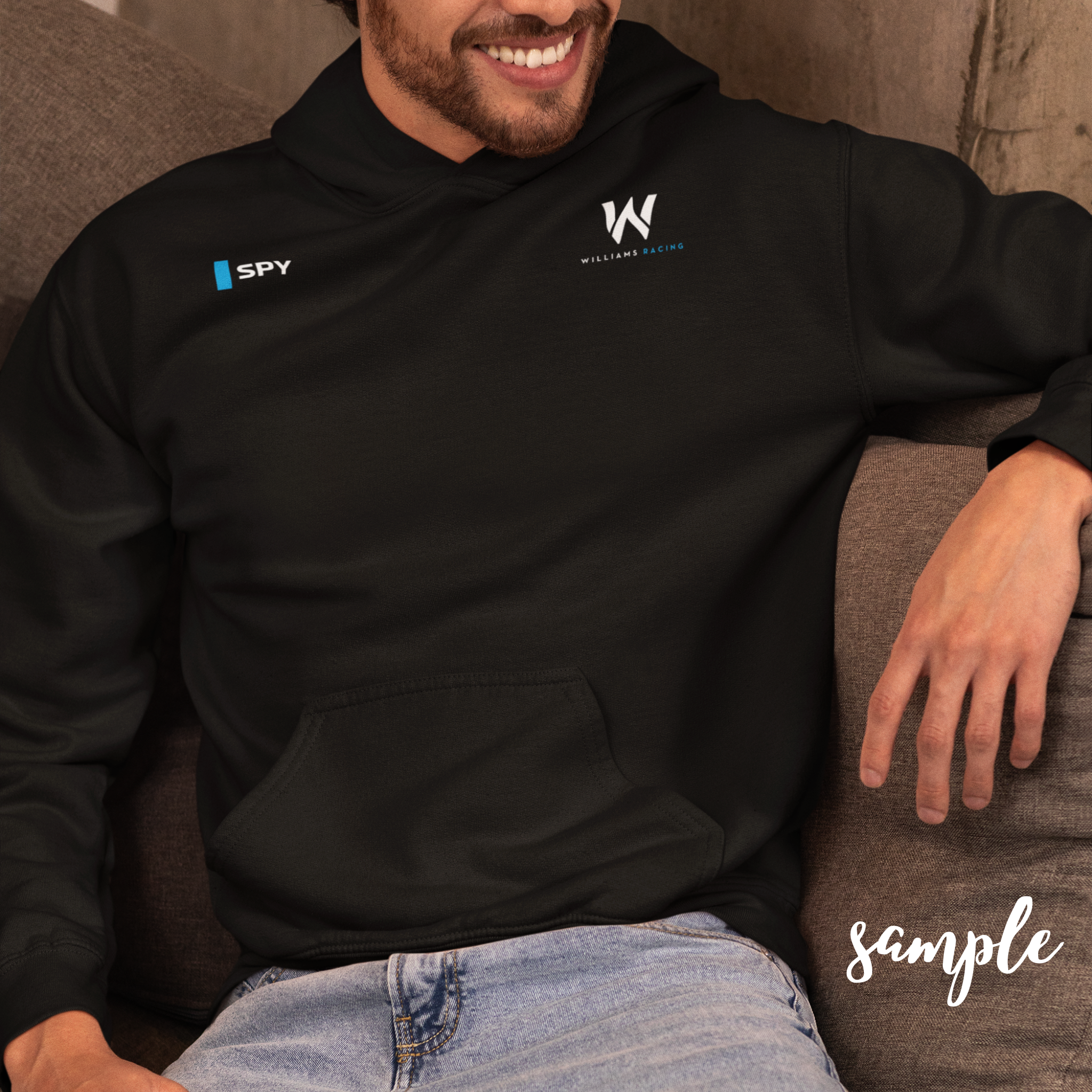 Azure blue racing-inspired hoodie with a motorsport aesthetic, custom initials, and heavyweight comfort. Perfect for Grand Prix fans and speed enthusiasts.