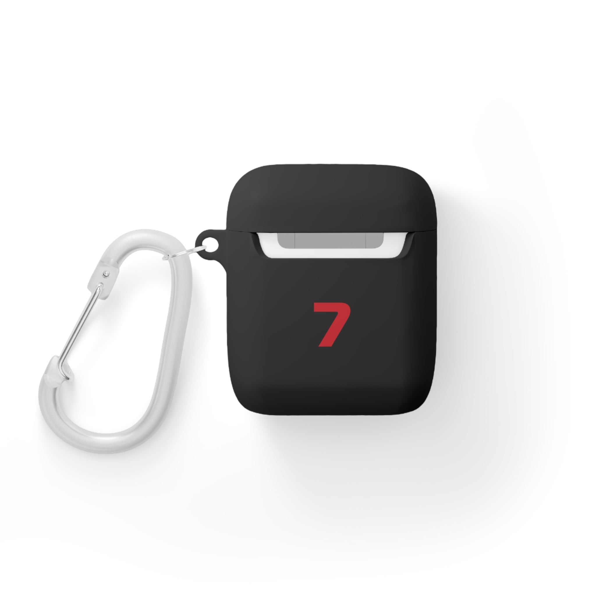 White and red racing-inspired AirPods case with a sleek Grand Prix aesthetic and custom initials option. Ideal for motorsport fans.