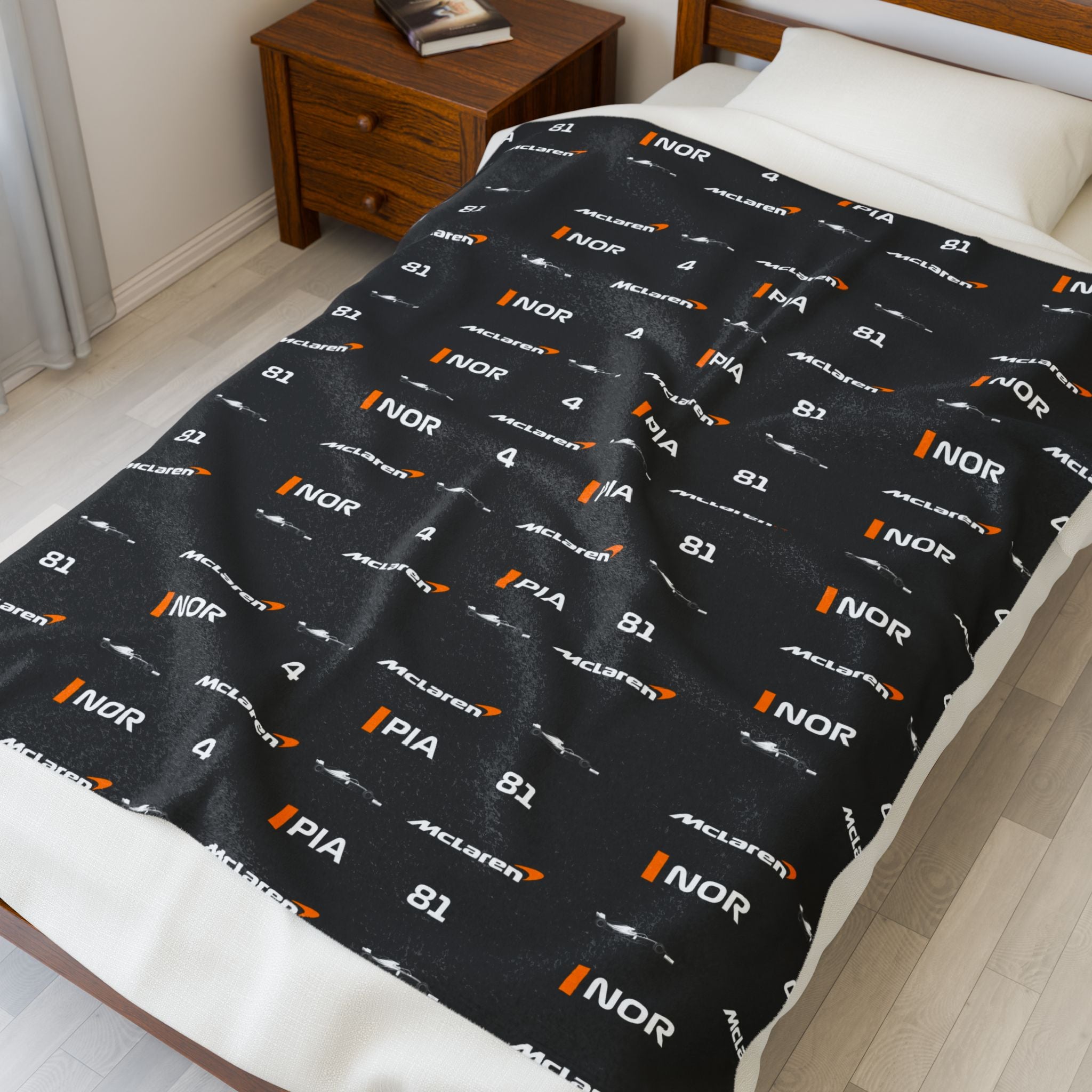 Papaya Speed Grand Prix-Inspired Velveteen Plush Blanket | Formula Racing Luxury Throw