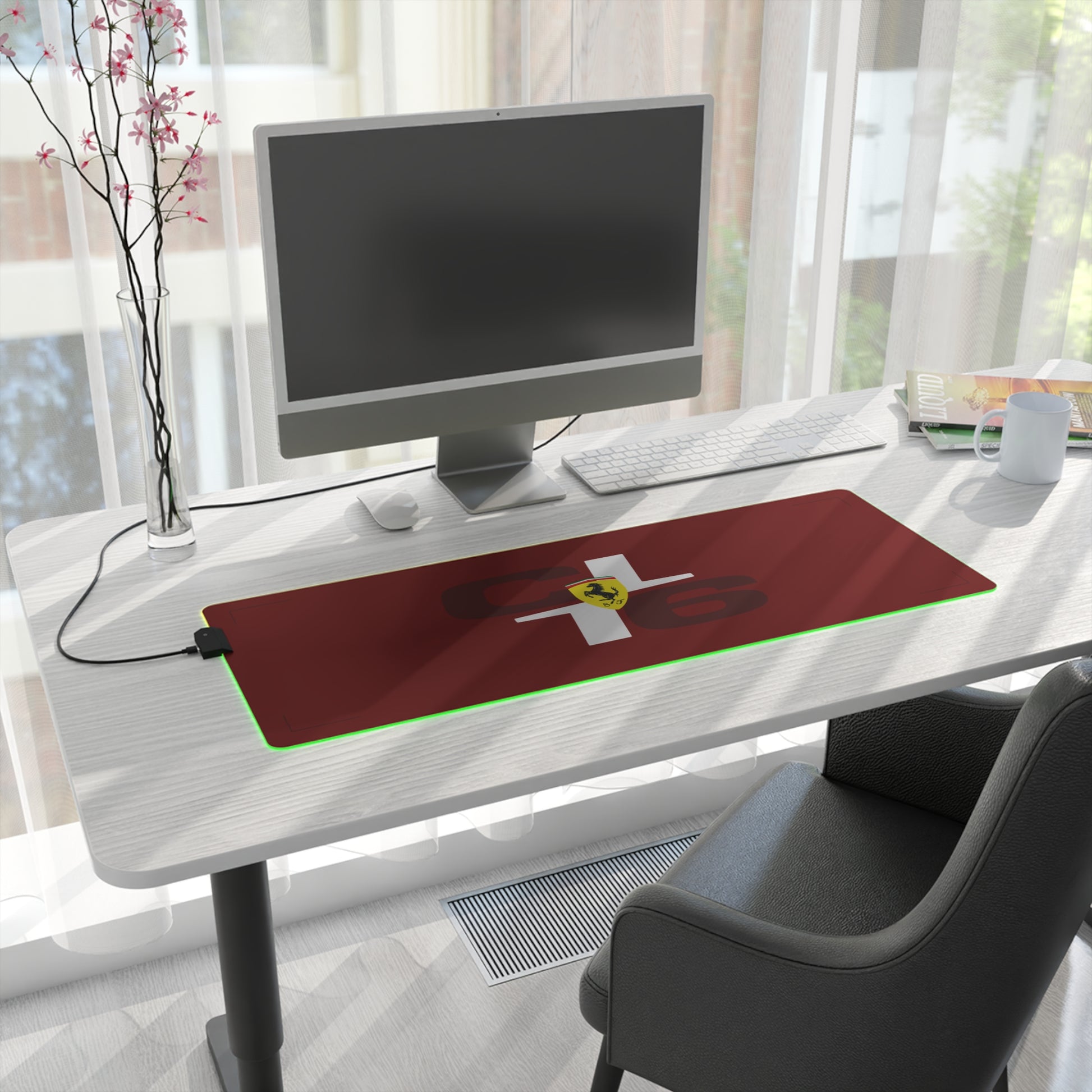 Red and black racing-inspired gaming mouse pad with a premium glide surface and motorsport styling. Inspired by Monaco’s top racer.