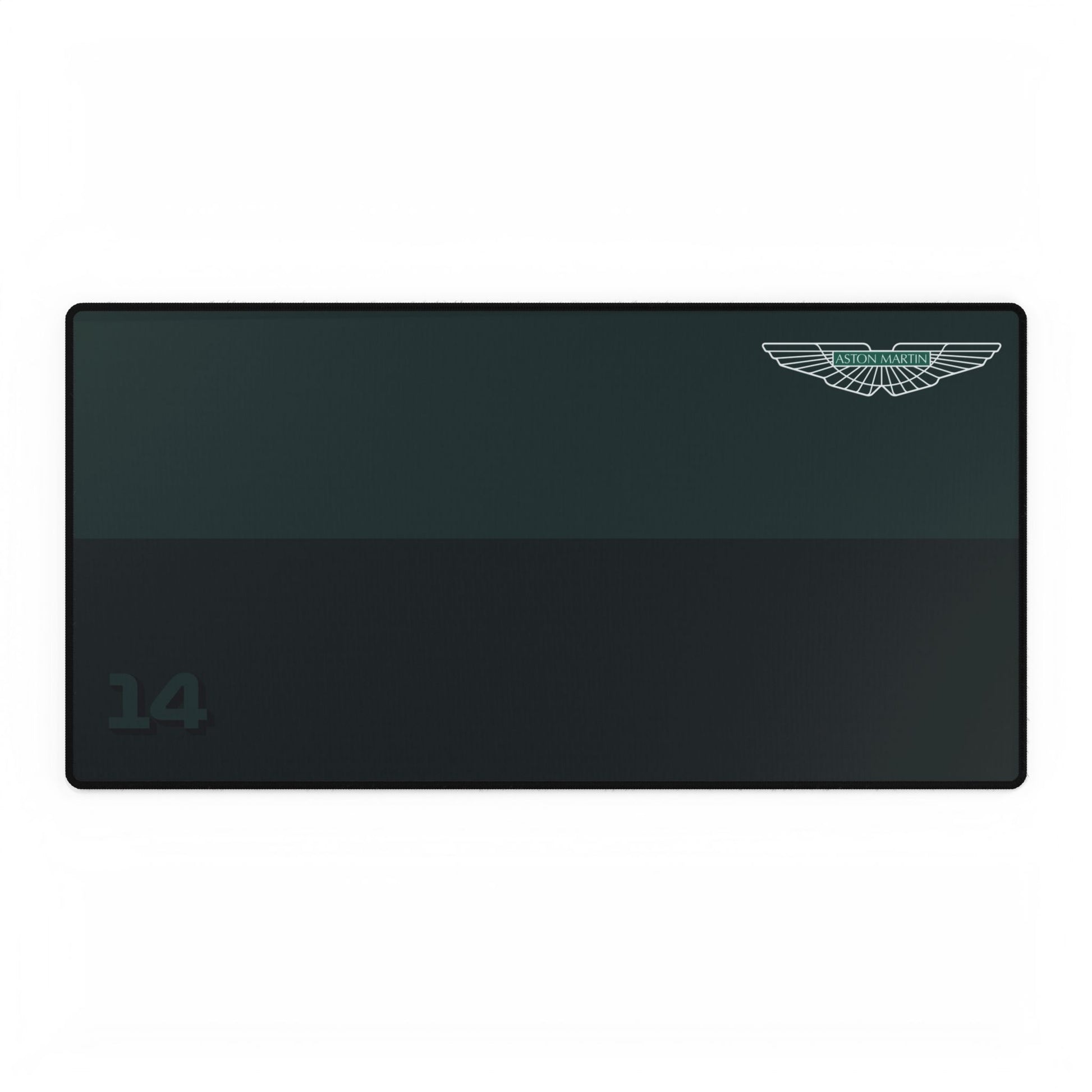 Green racing-inspired desk mat featuring a sleek Grand Prix aesthetic. Ideal for motorsport fans and home office setups.