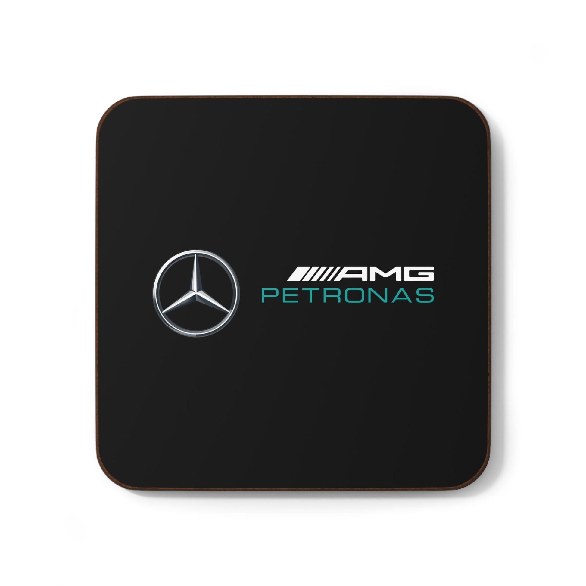 Silver racing-inspired mug coaster with a hardboard back. Perfect for motorsport fans and coffee lovers.