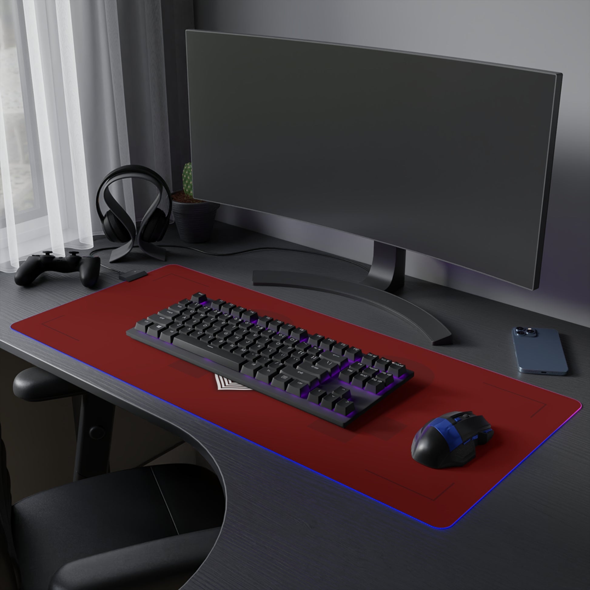 Black and silver racing-inspired gaming mouse pad with high-precision surface. Built for speed and performance. Inspired by racing excellence.