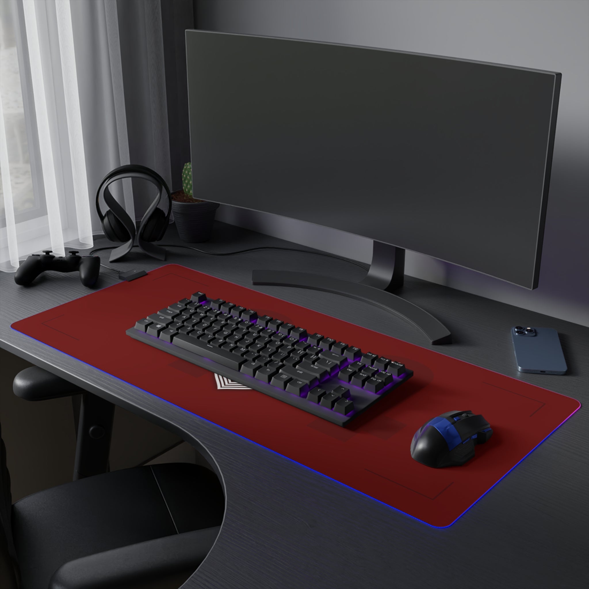 Black and silver racing-inspired gaming mouse pad with high-precision surface. Built for speed and performance. Inspired by racing excellence.