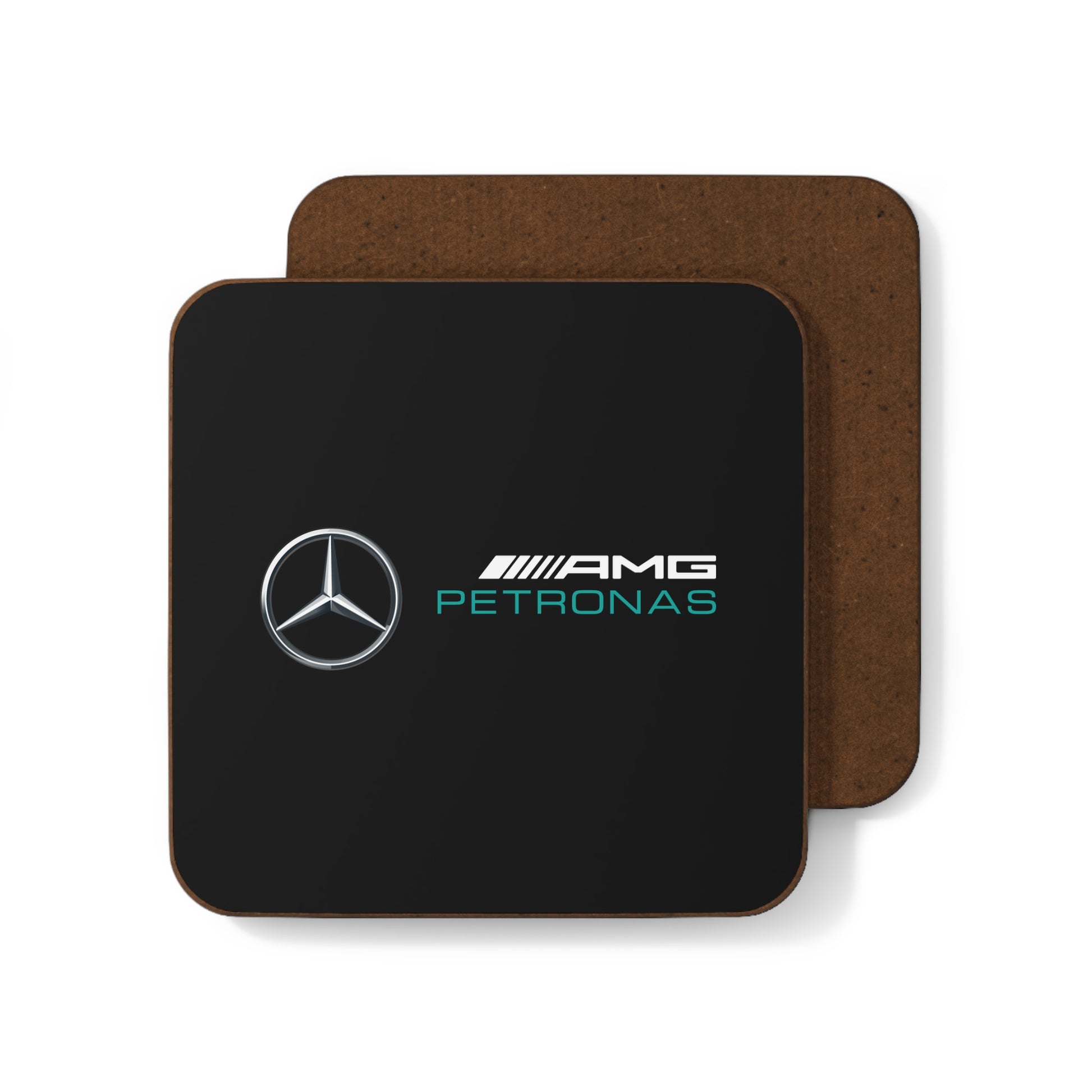 Silver racing-inspired mug coaster with a hardboard back. Perfect for motorsport fans and coffee lovers.