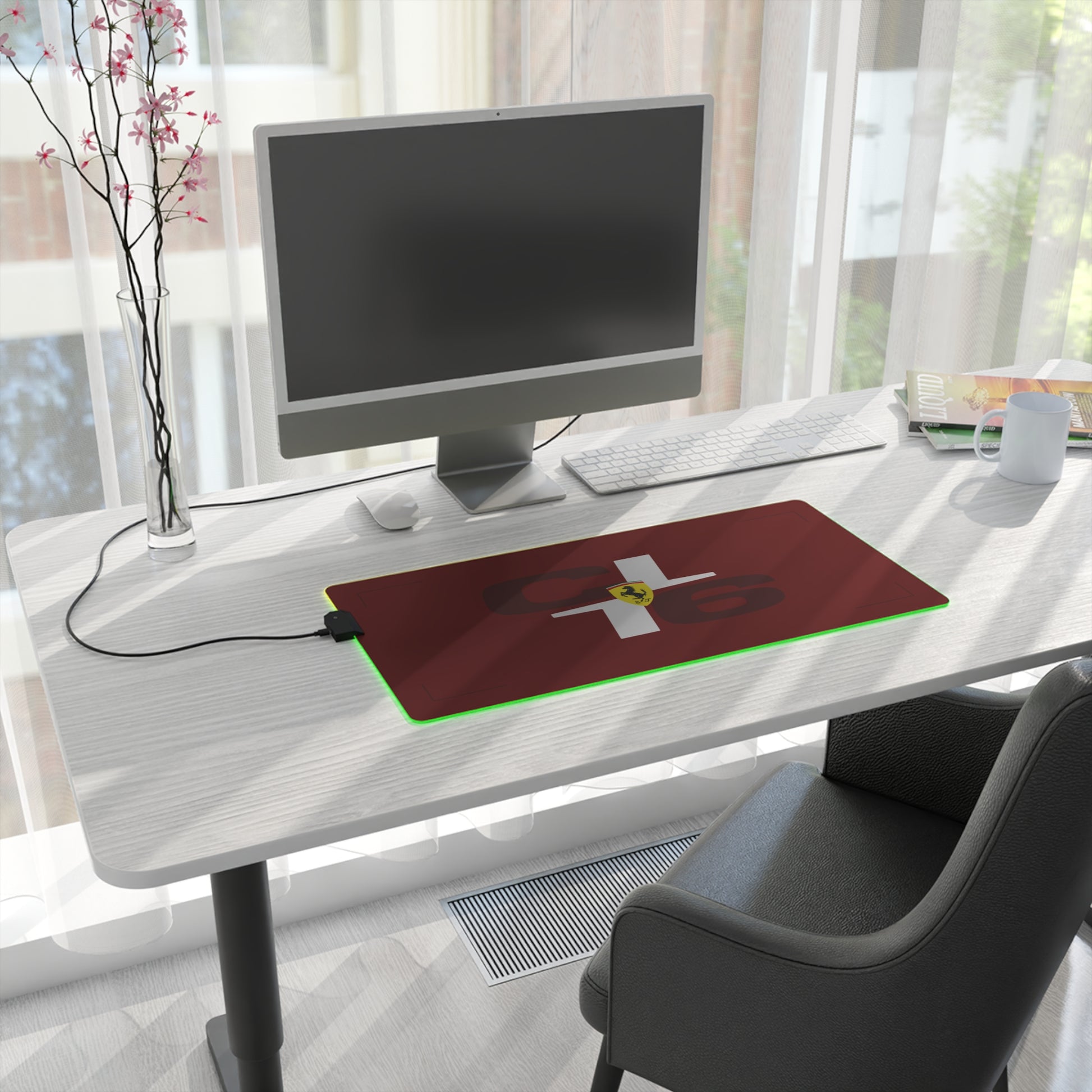 Red and black racing-inspired gaming mouse pad with a premium glide surface and motorsport styling. Inspired by Monaco’s top racer.